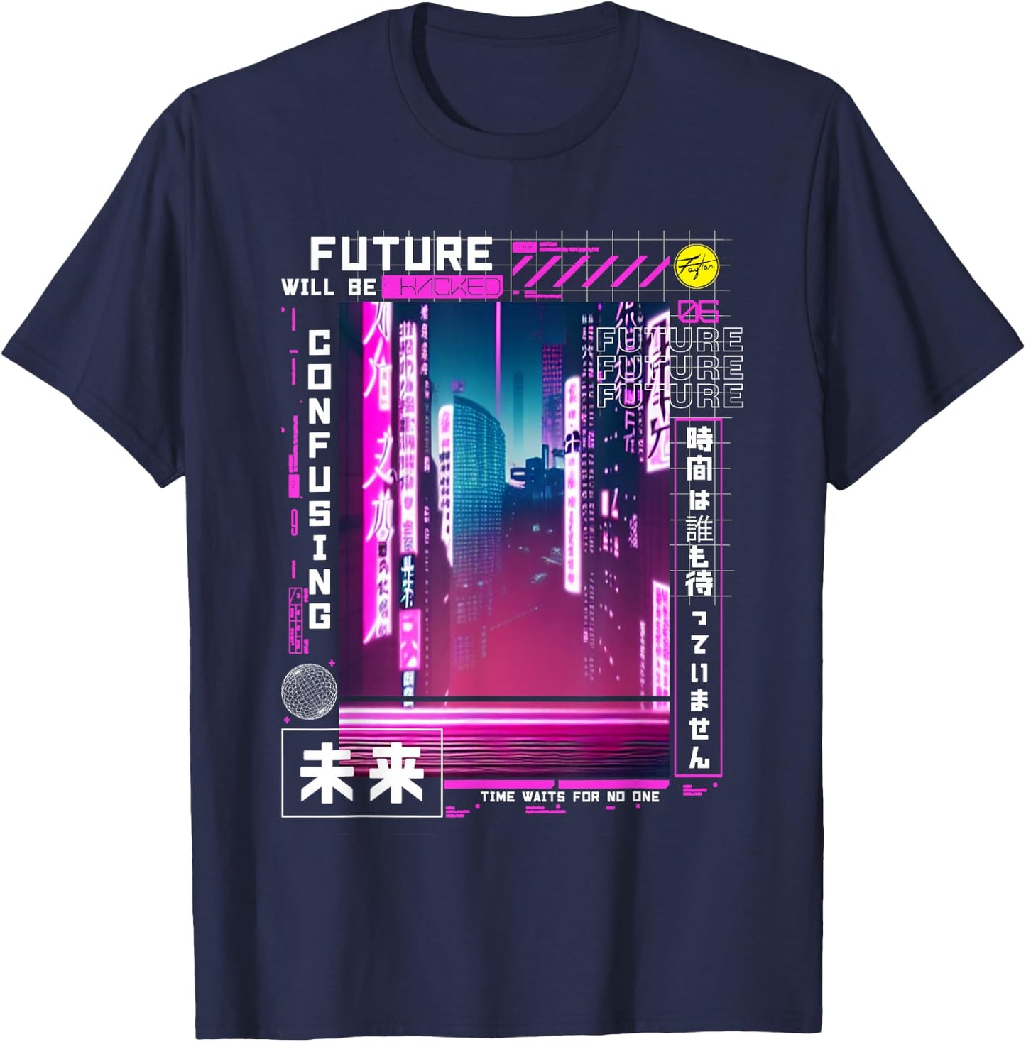 Tokyo Cyberpunk Vaporwave in Japanese Retro Vibes Aesthetic T-Shirt - T-Shirt | Navy