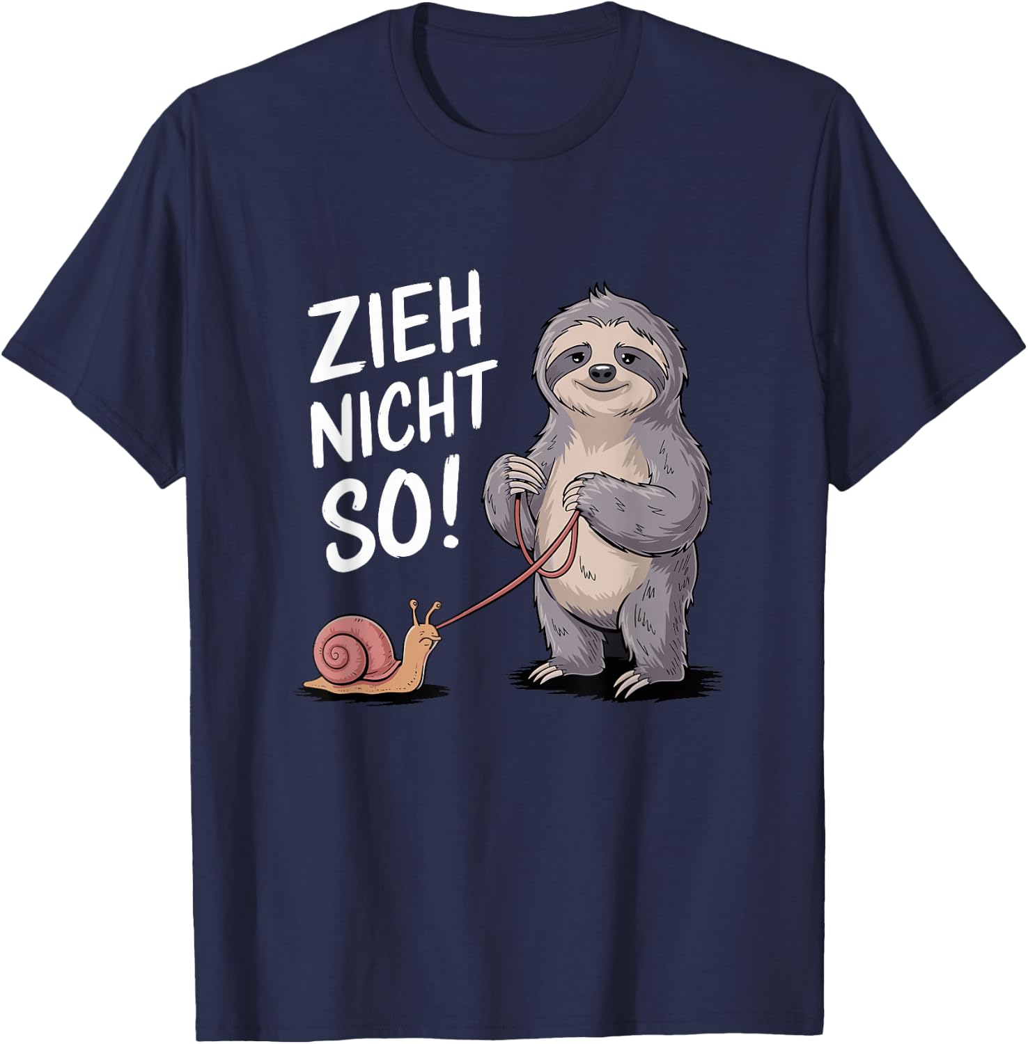 Zieh Nicht So Funny Snails Sloth Motif T-Shirt - T-Shirt | Navy