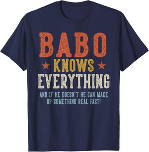 BABO Knows Everything Father's Day Retro Vintage T-Shirt - T-Shirt | Navy