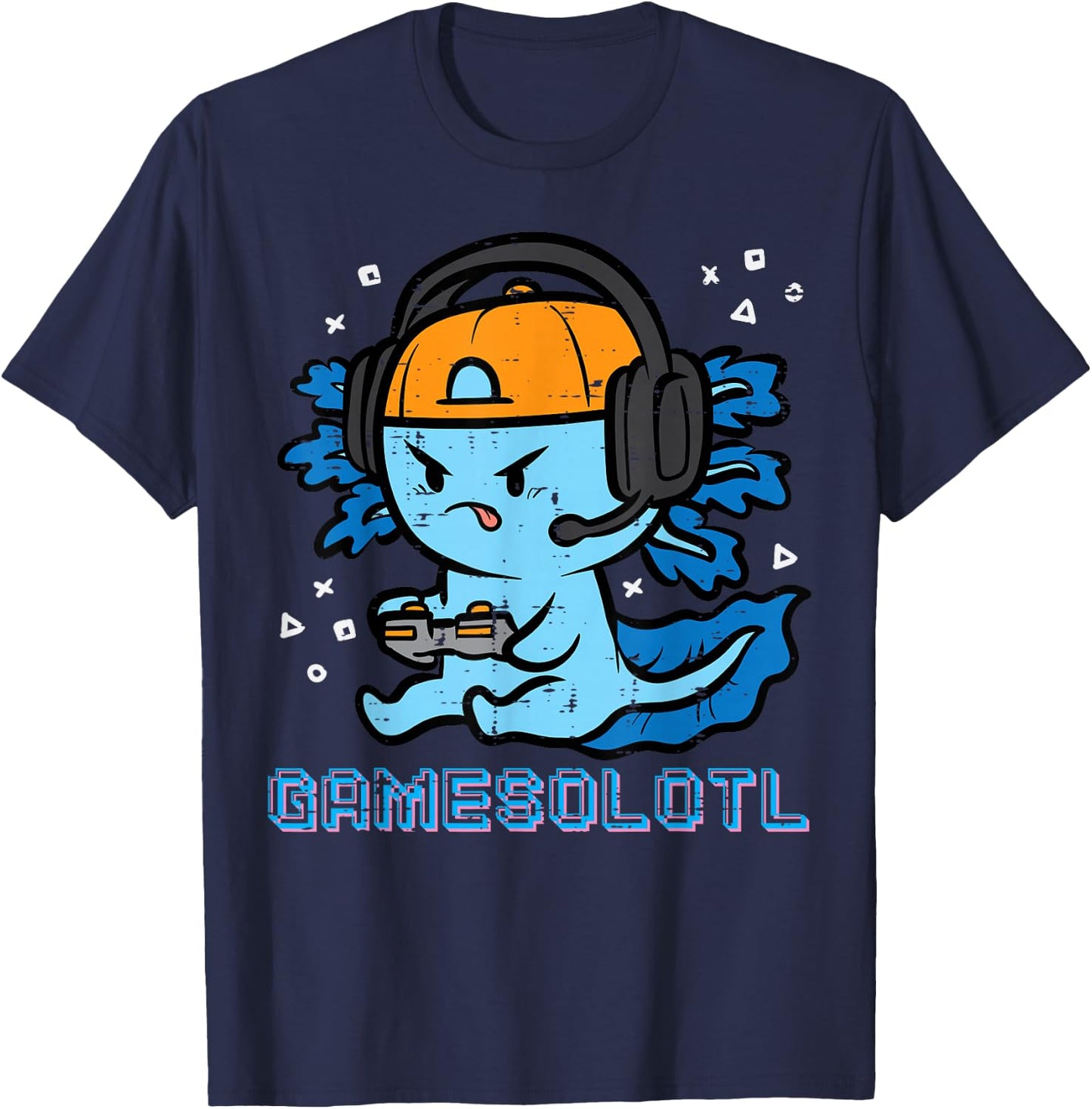 Gamer Axolotl Gamesolotl Fun Gaming Men Boys Kids Youth Teen T-Shirt - T-Shirt | Navy