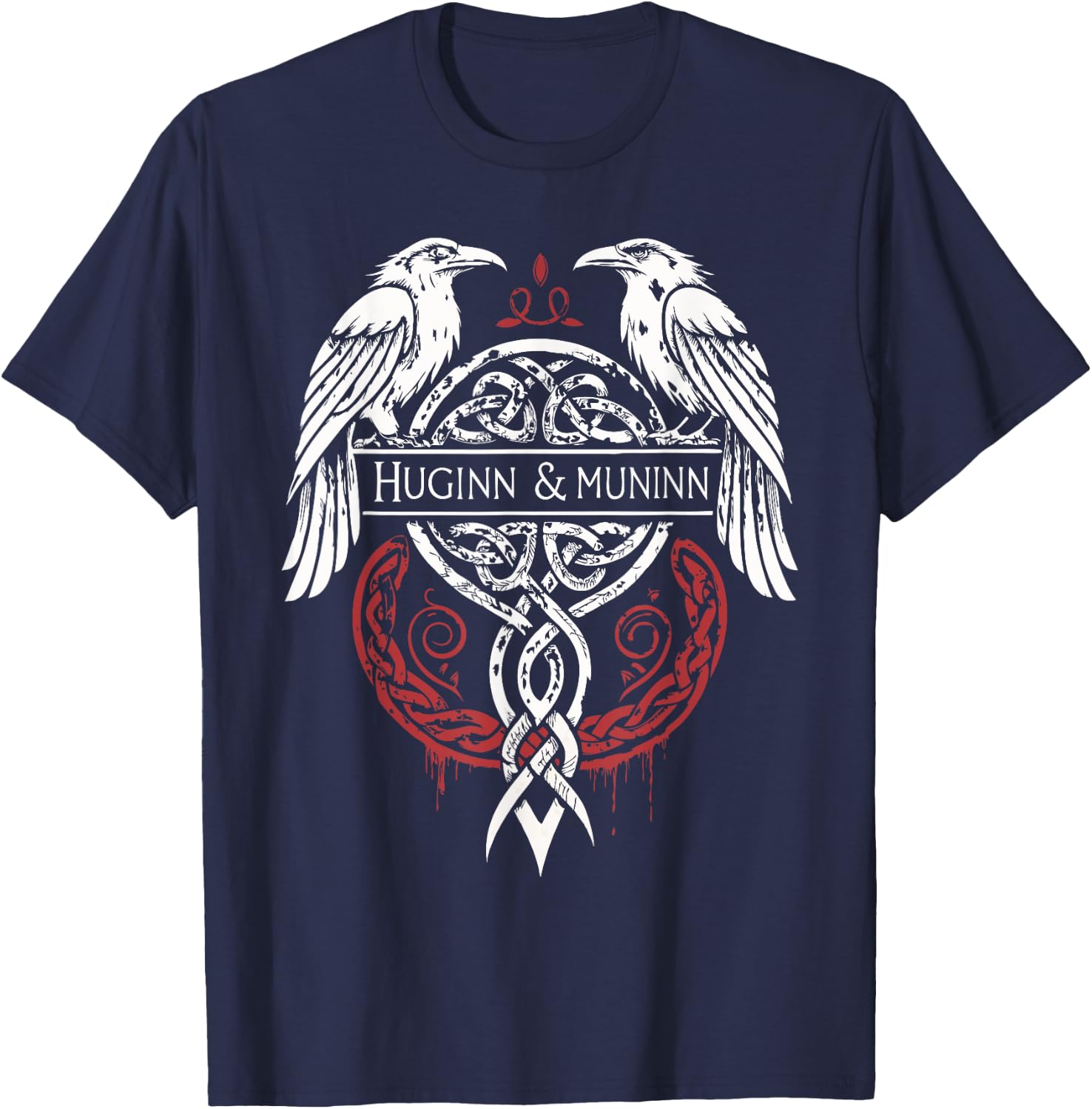 Norse Mythology Ravens Huginn & Muninn T-Shirt - T-Shirt | Navy