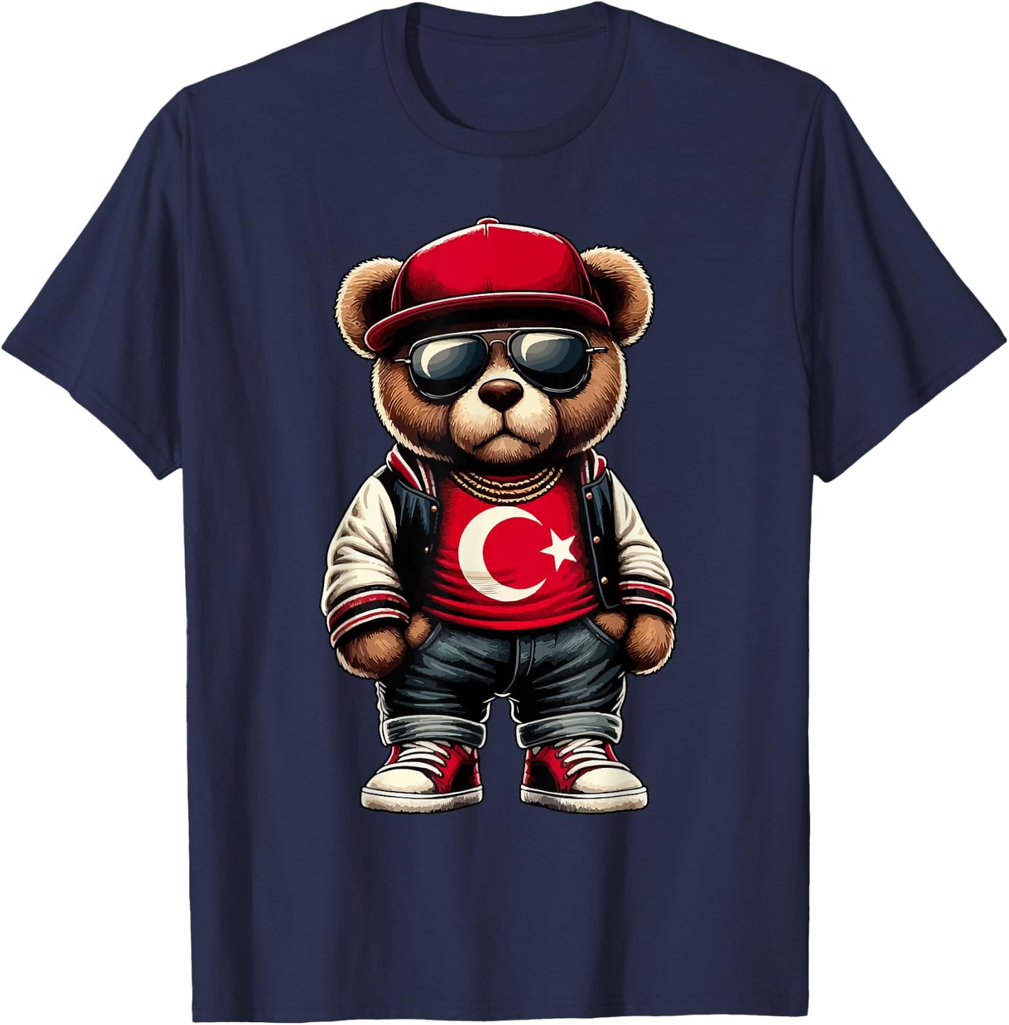 Cool Türkischer Teddybär Türkei Flagge Outfit Street Grafik T-Shirt - T-Shirt | Navy