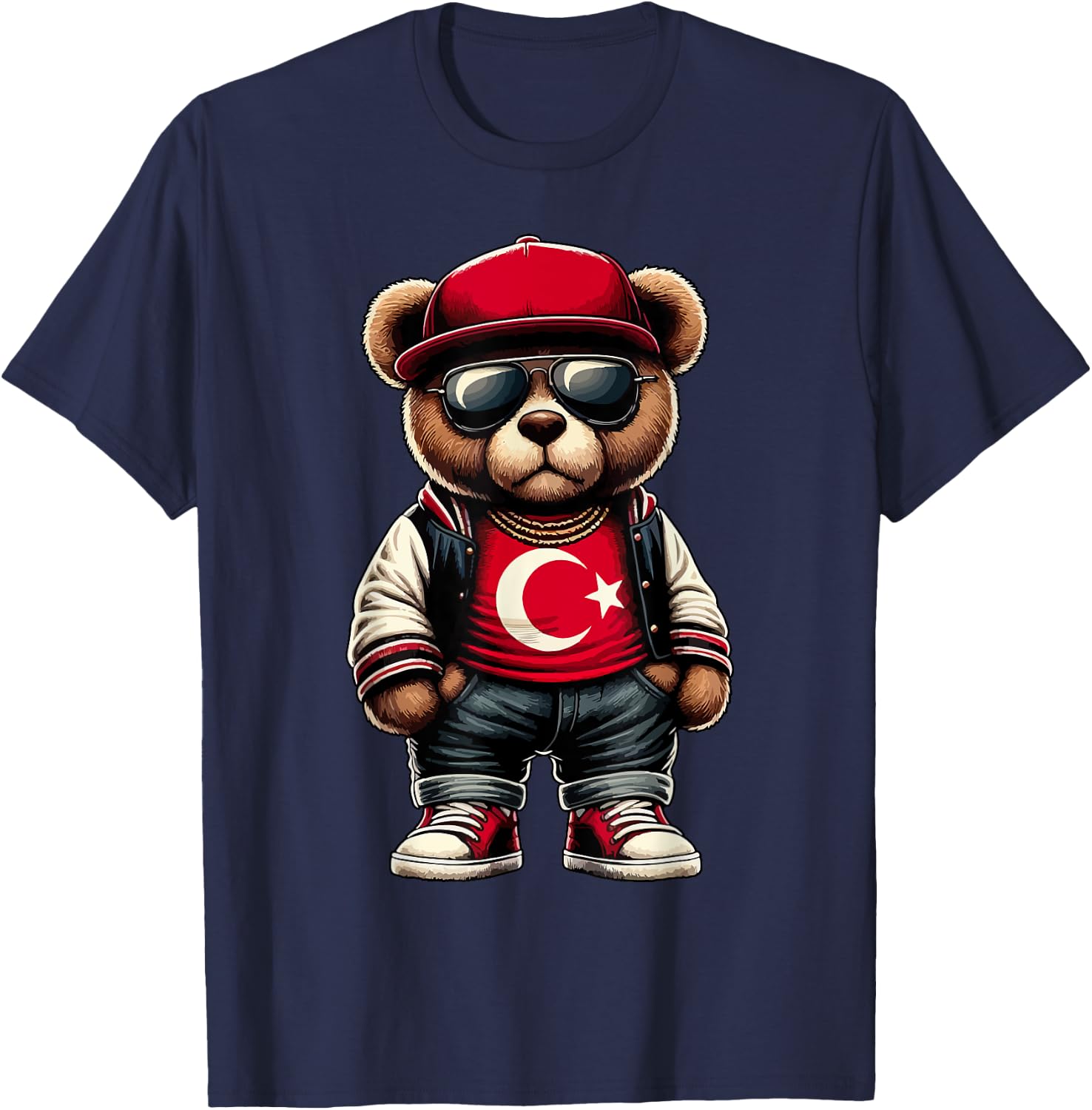 Cool Türkischer Teddybär Türkei Flagge Outfit Street Grafik T-Shirt - T-Shirt | Navy