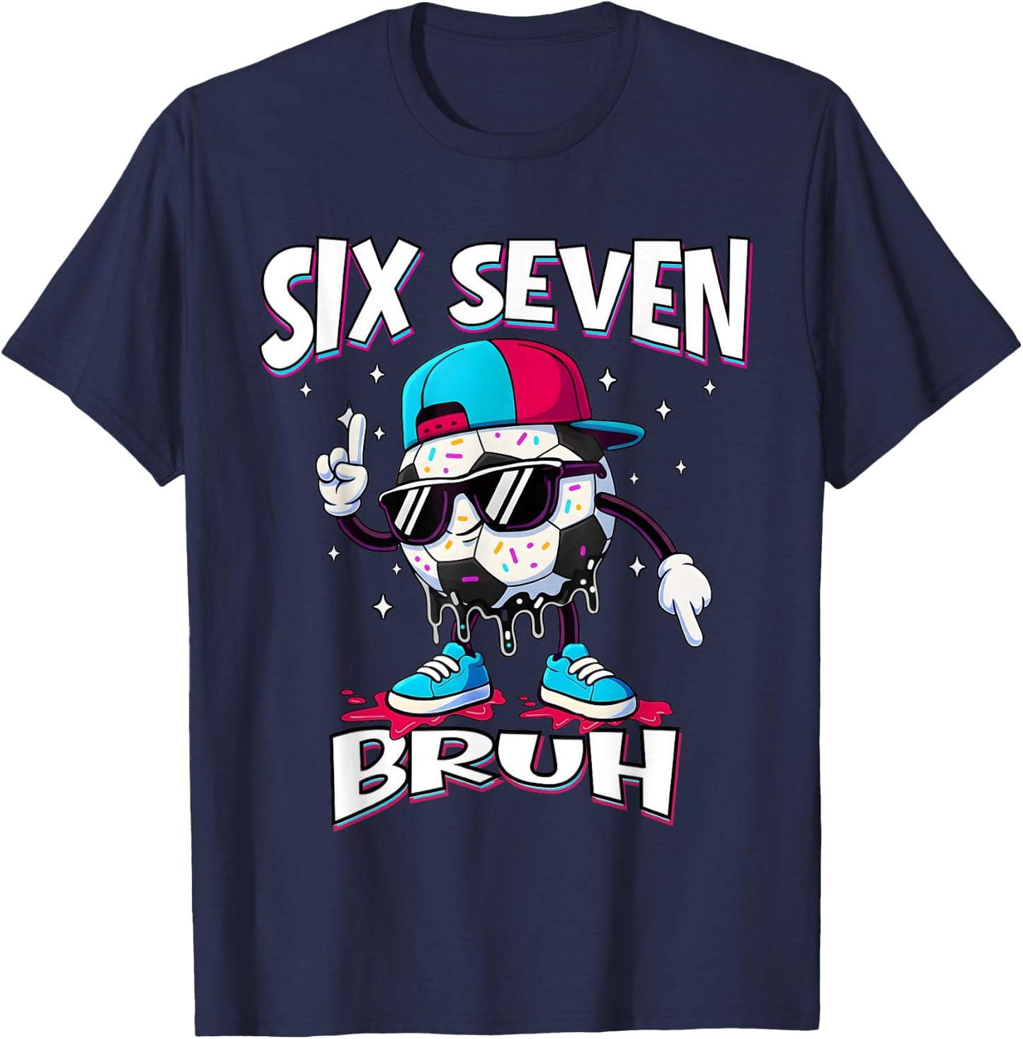Fußball 67 Meme Six Seven Fußball 67 Jungen Mädchen T-Shirt - T-Shirt | Navy