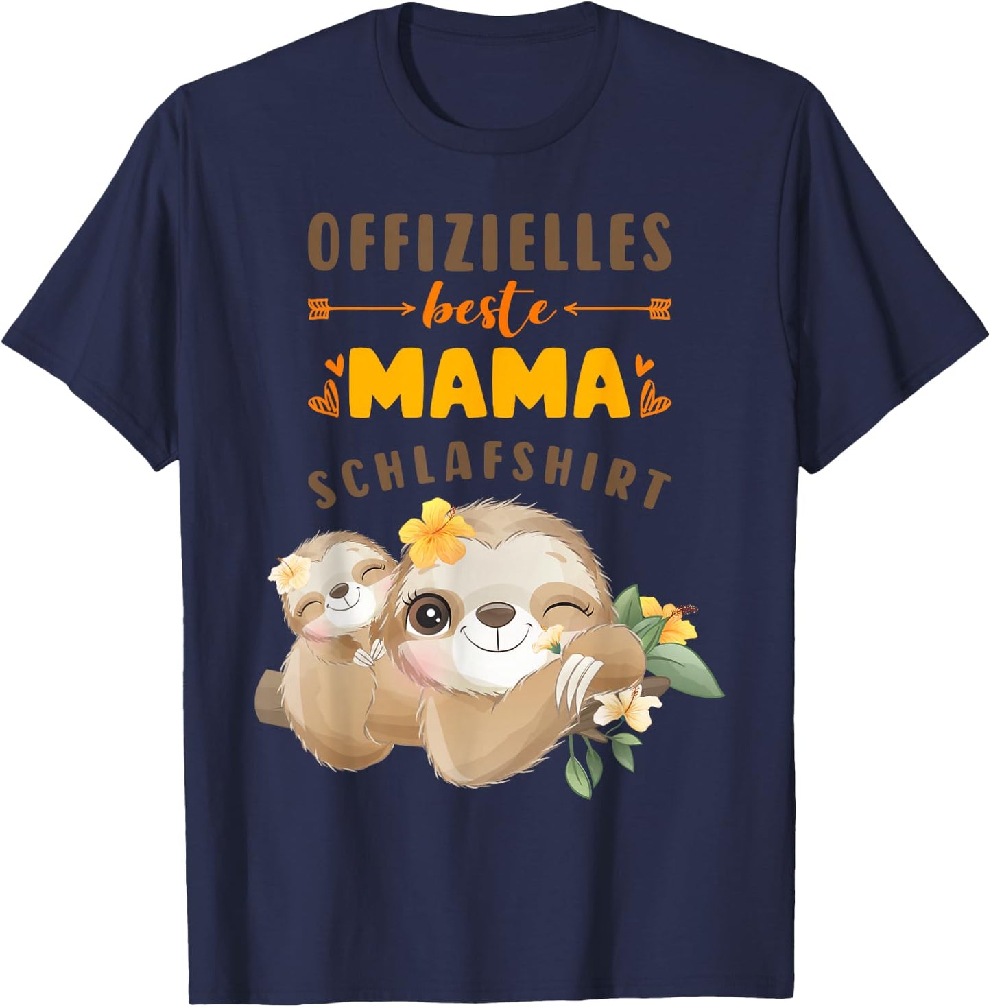 Official Best Mum Sleep Shirt Mother Sloth Mother's Day , black T-Shirt - T-Shirt | Navy