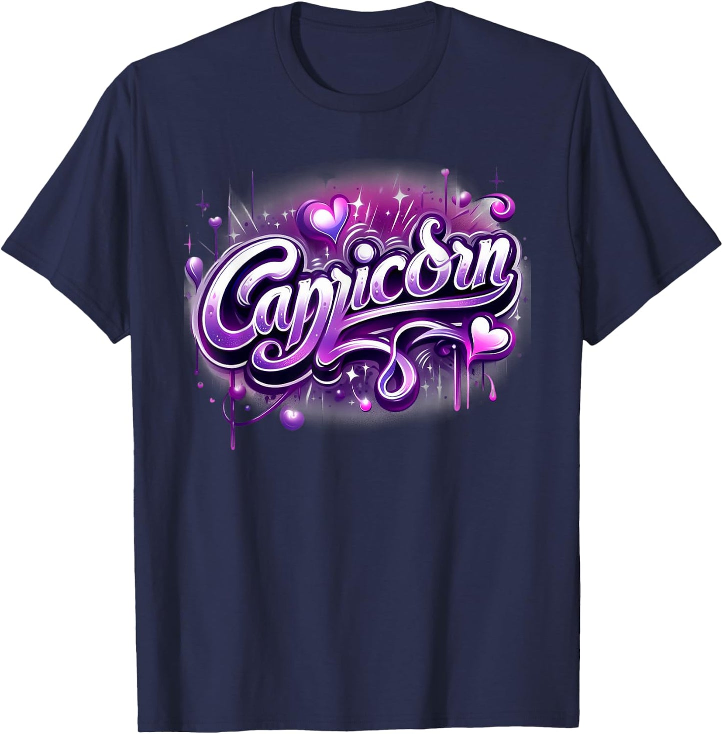Zodiac Sign Capricorn Pink and Purple T-Shirt - T-Shirt | Navy