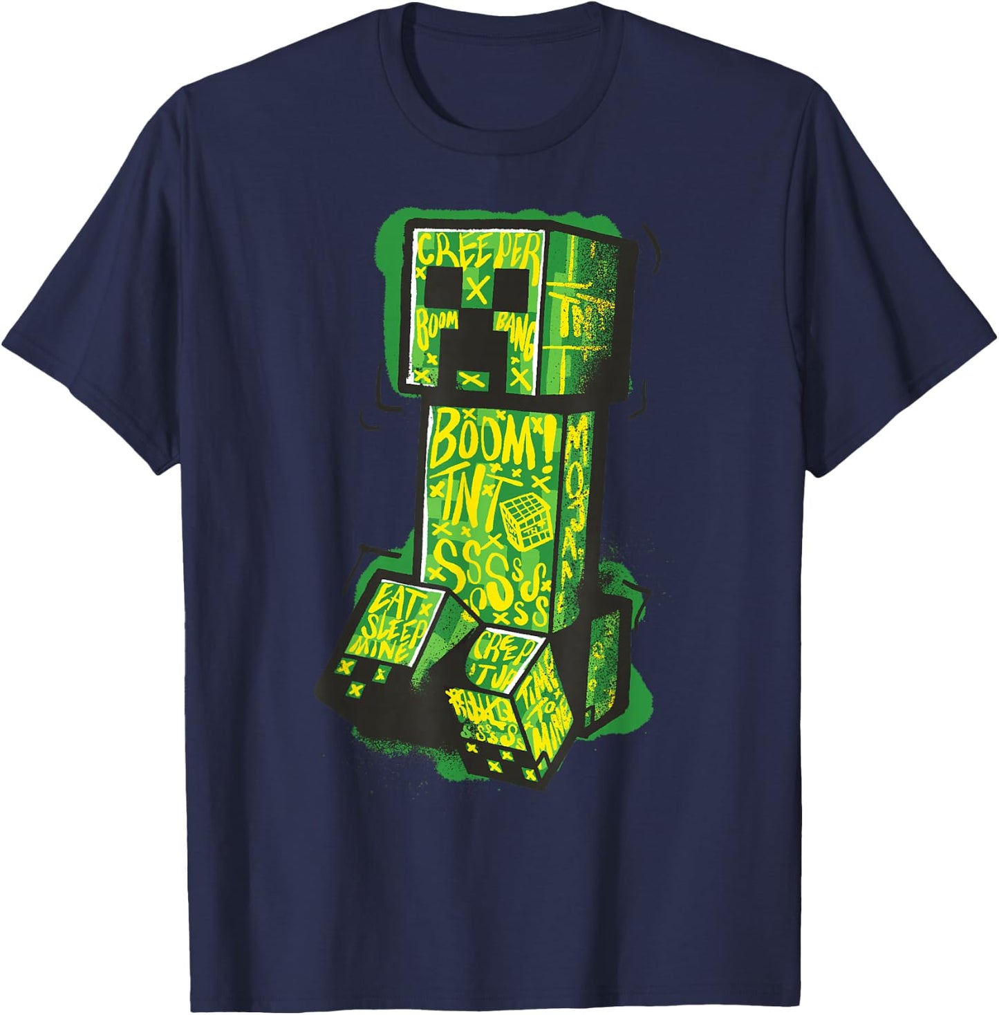 Minecraft Creeper Street Graffiti Fill , black T-Shirt - T-Shirt | Navy