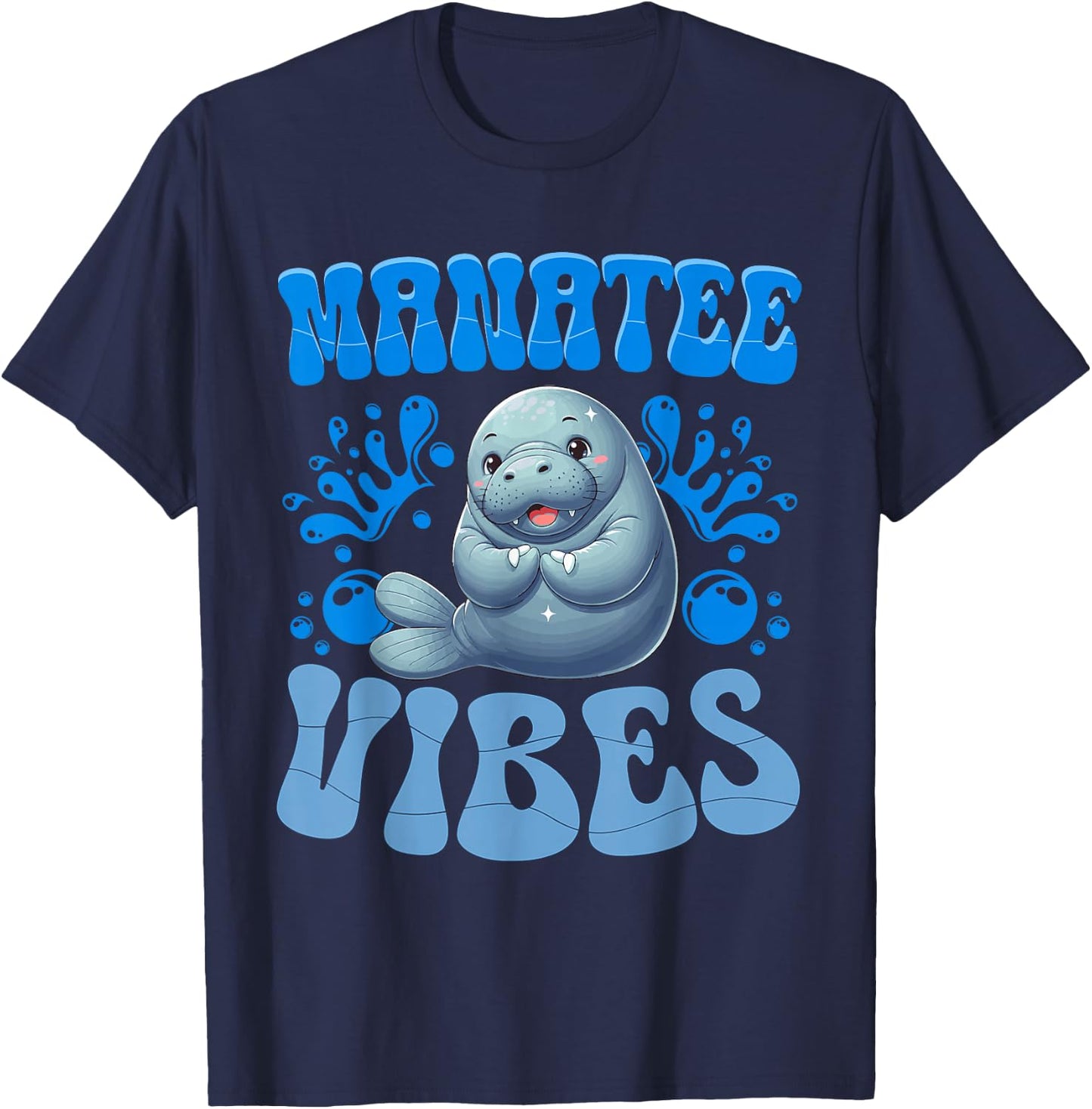 Cute Ocean Animal Manatees Lover Manatee Vibes T-Shirt - T-Shirt | Navy