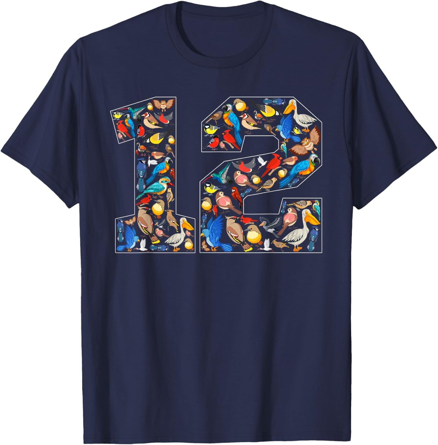 12th Birthday Birds Theme 12 Year Old Bird Lover Birthday T-Shirt - T-Shirt | Navy