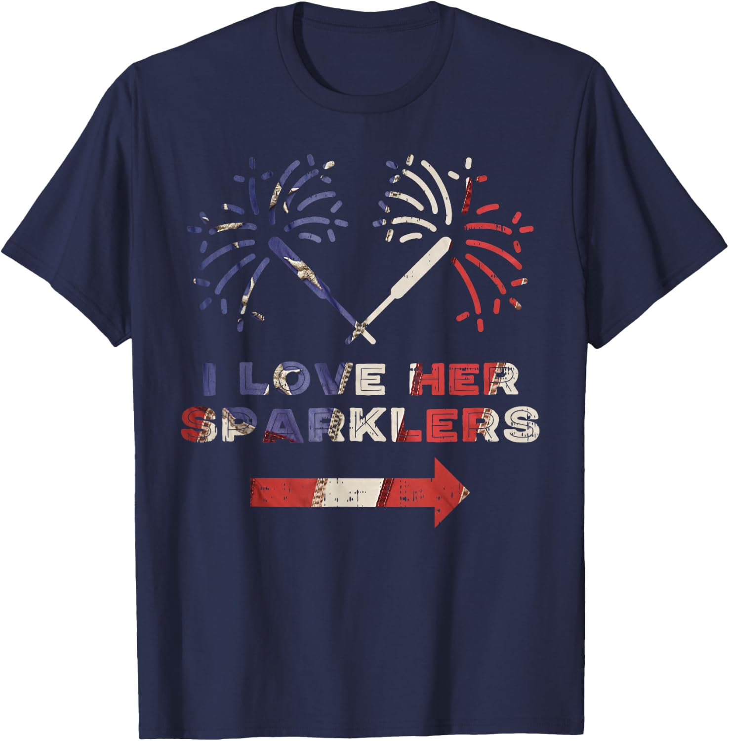 Love Her Sparklers Matching Couple 4th Of July Men Boyfriend T-Shirt - T-Shirt | Navy