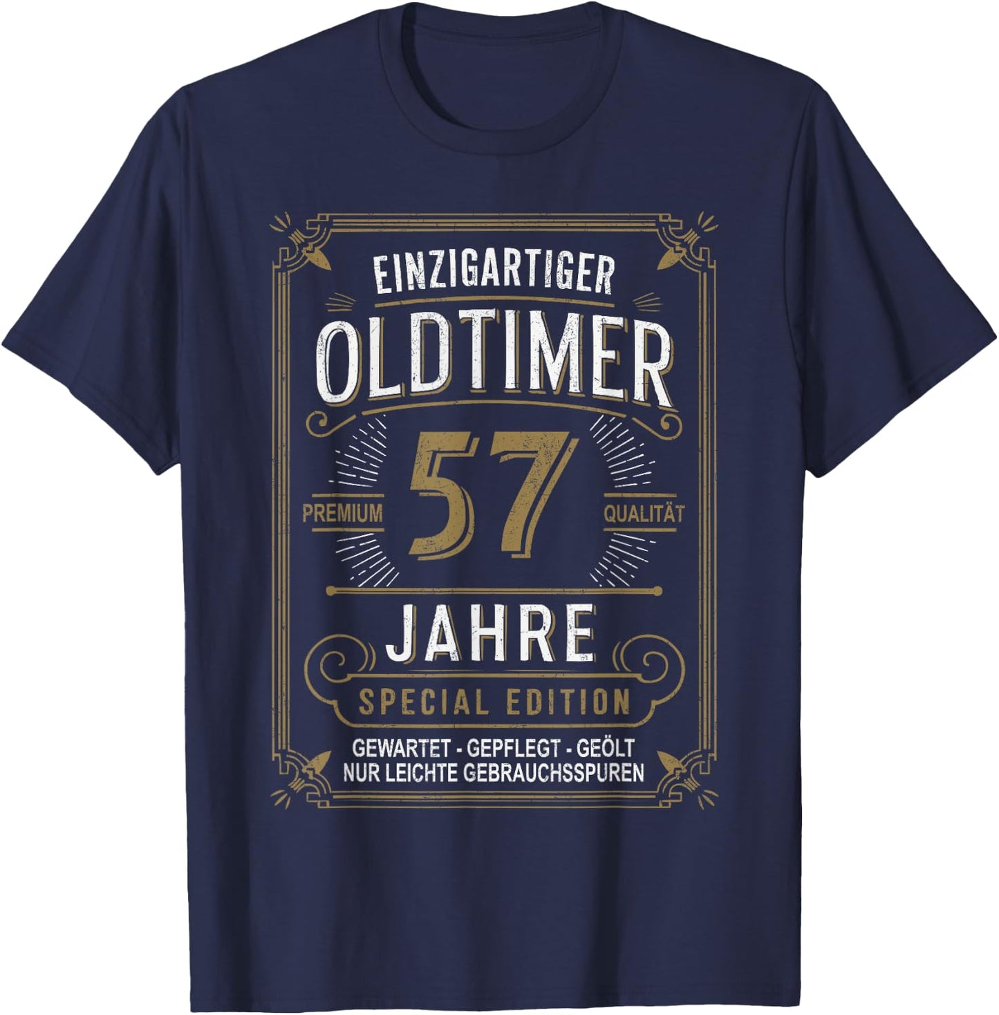 57th Birthday Man Woman 57 Years Decoration Funny Gift , black T-Shirt - T-Shirt | Navy