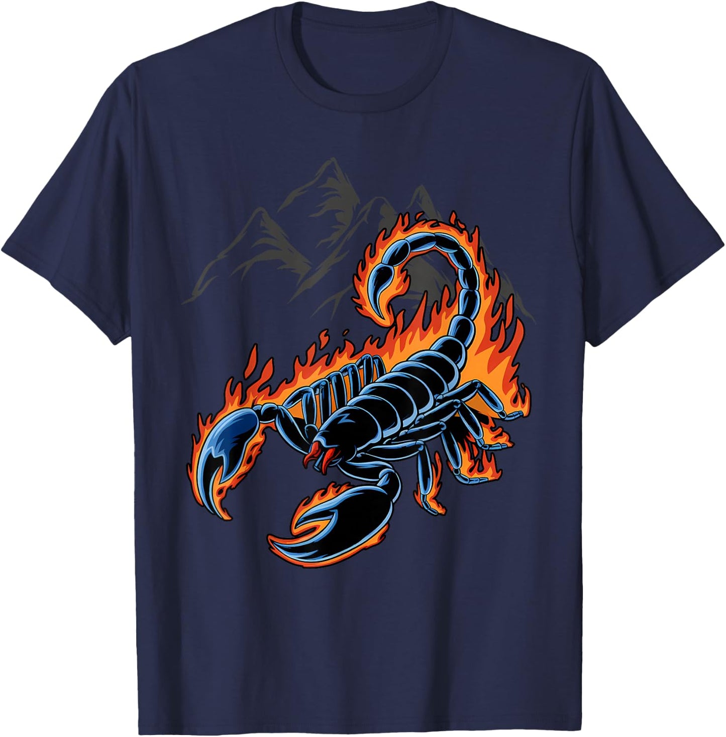 Scorpion Insect Arachnid Cool Fiery Scorpio Design Graphic T-Shirt - T-Shirt | Navy