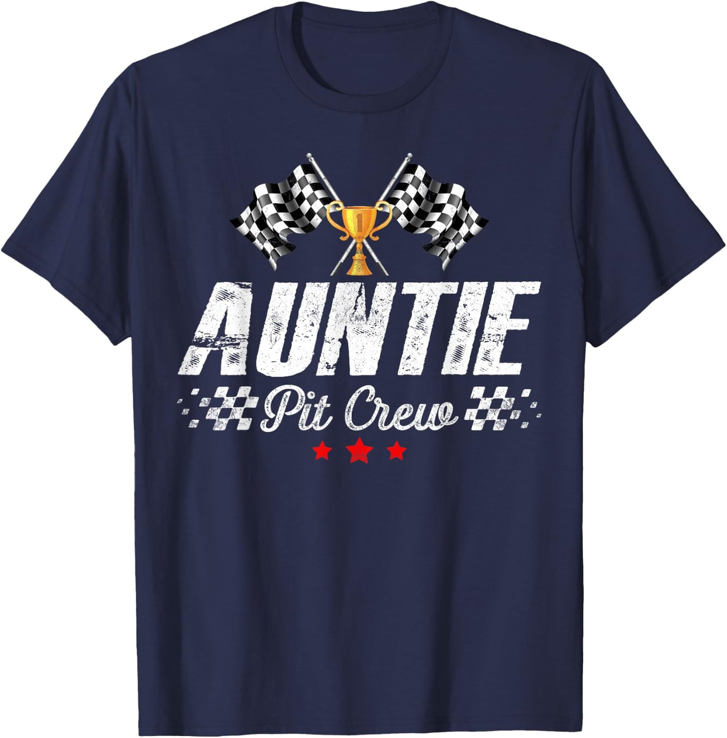 Auntie Pit Crew Race Car Racing Birthday Party Matching T-Shirt - T-Shirt | Navy