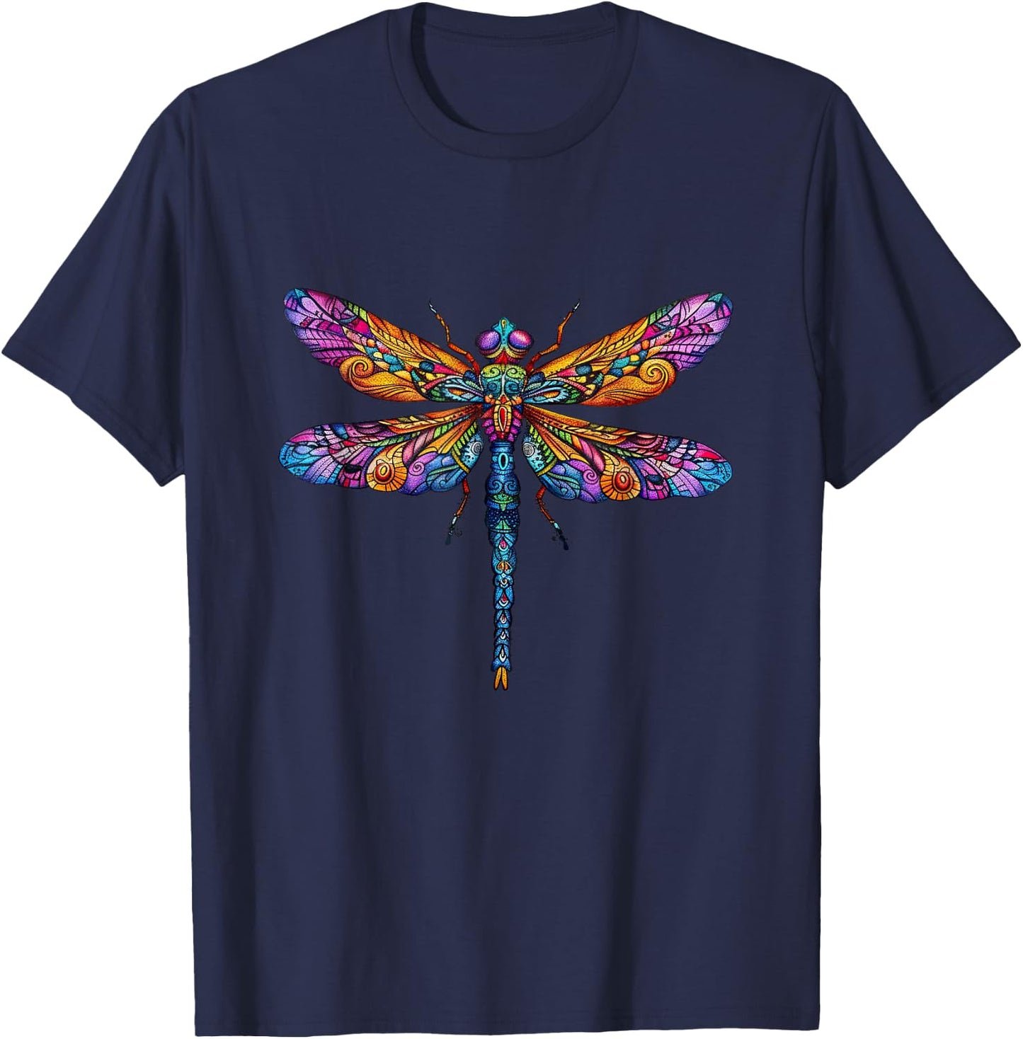 Colorful Dragonfly Splendor T-Shirt - T-Shirt | Navy