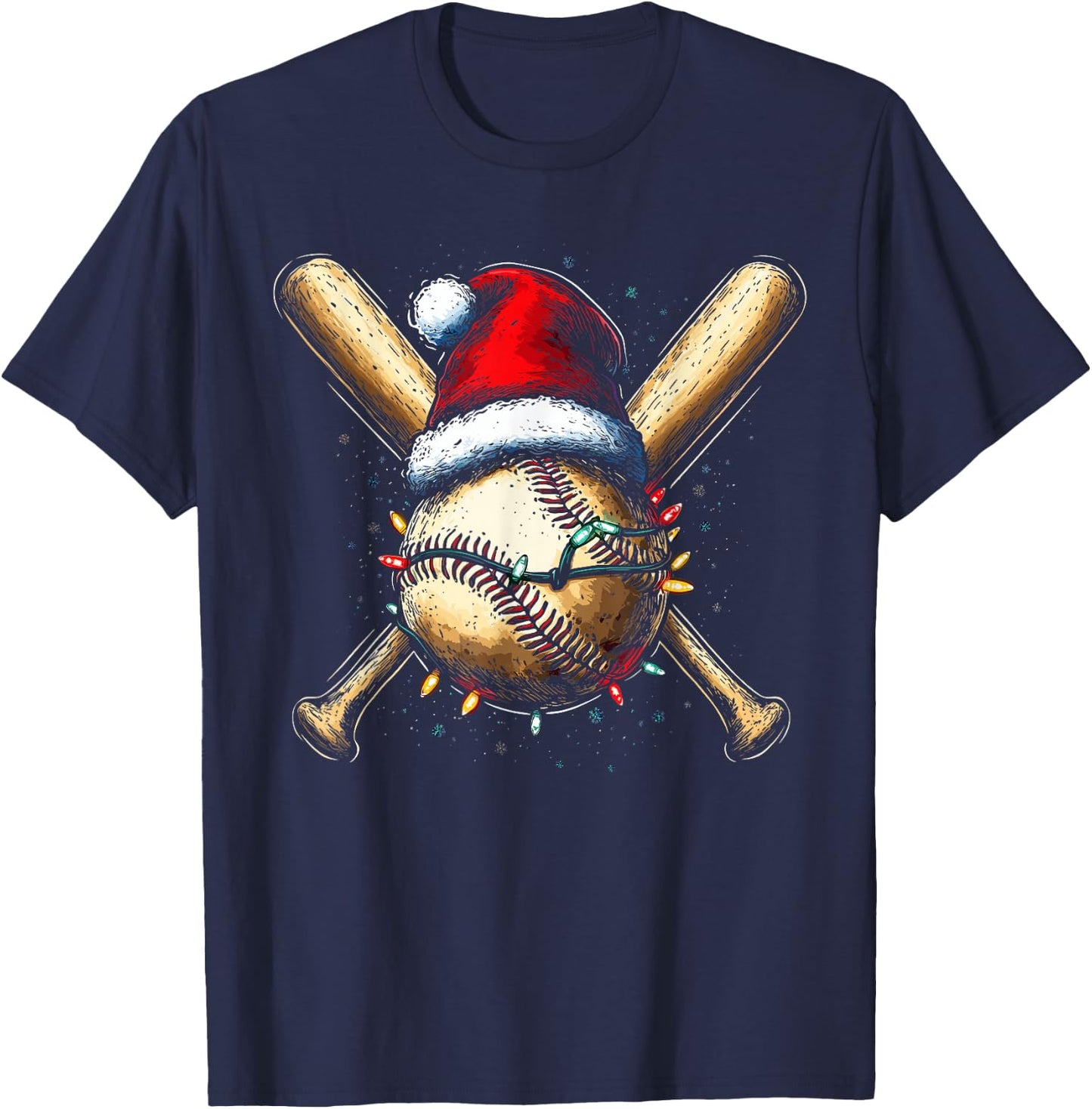 Christmas Baseball Pajama Xmas Santa Boys Girls Kids T-Shirt - T-Shirt | Navy
