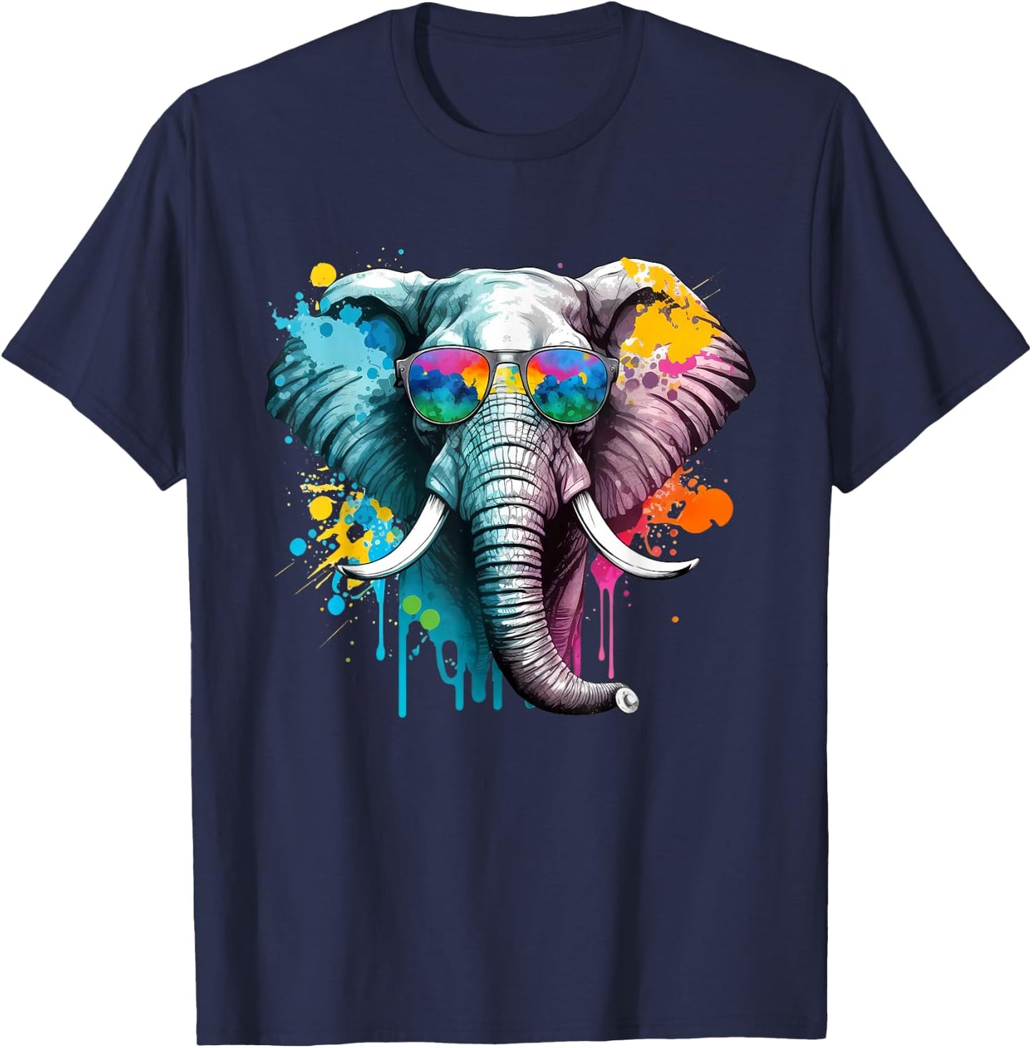 Cool colourful elephant for elephant lovers , black T-Shirt - T-Shirt | Navy