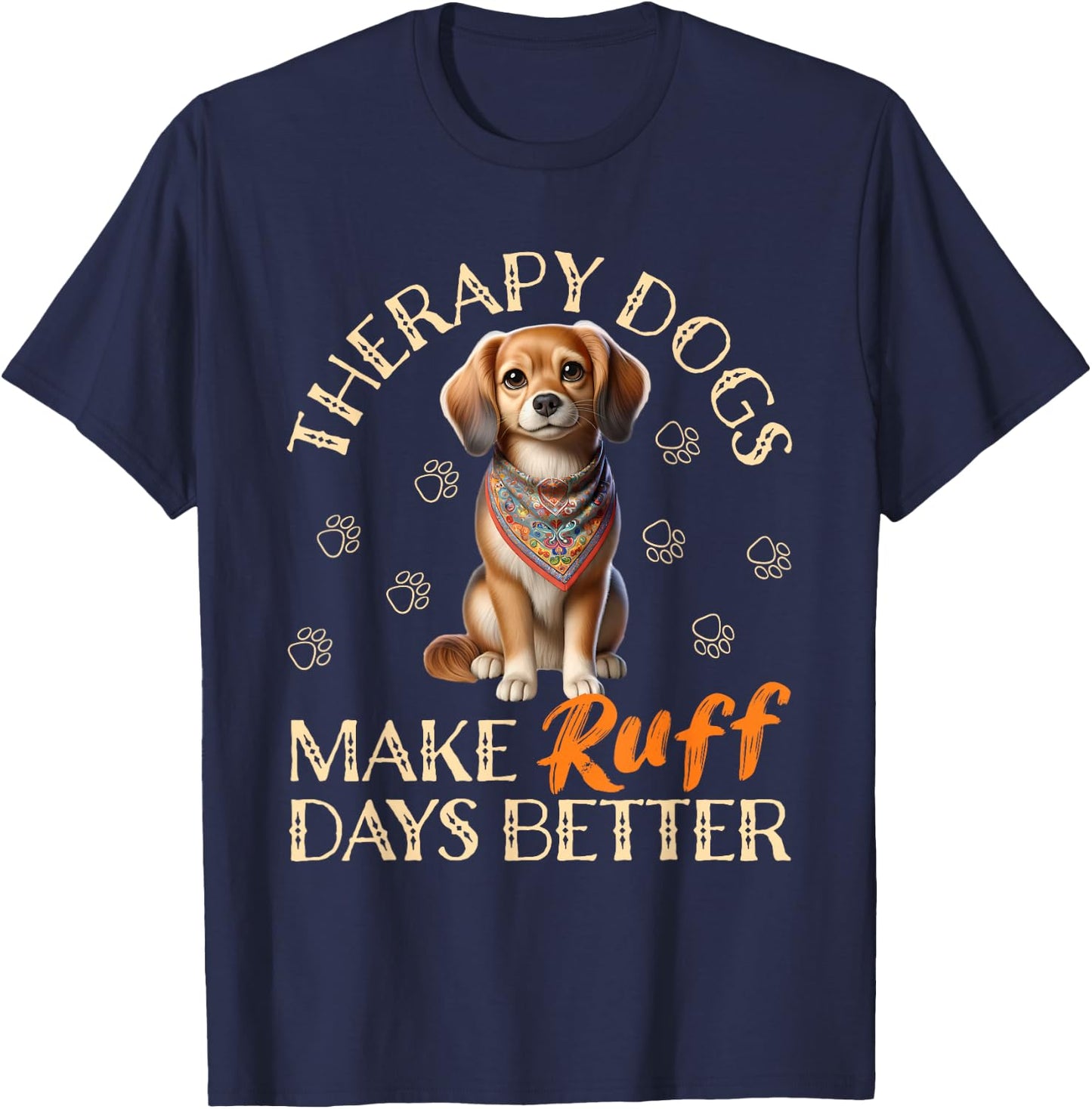 Therapy Dog Team Men Women Kids T-Shirt - T-Shirt | Navy