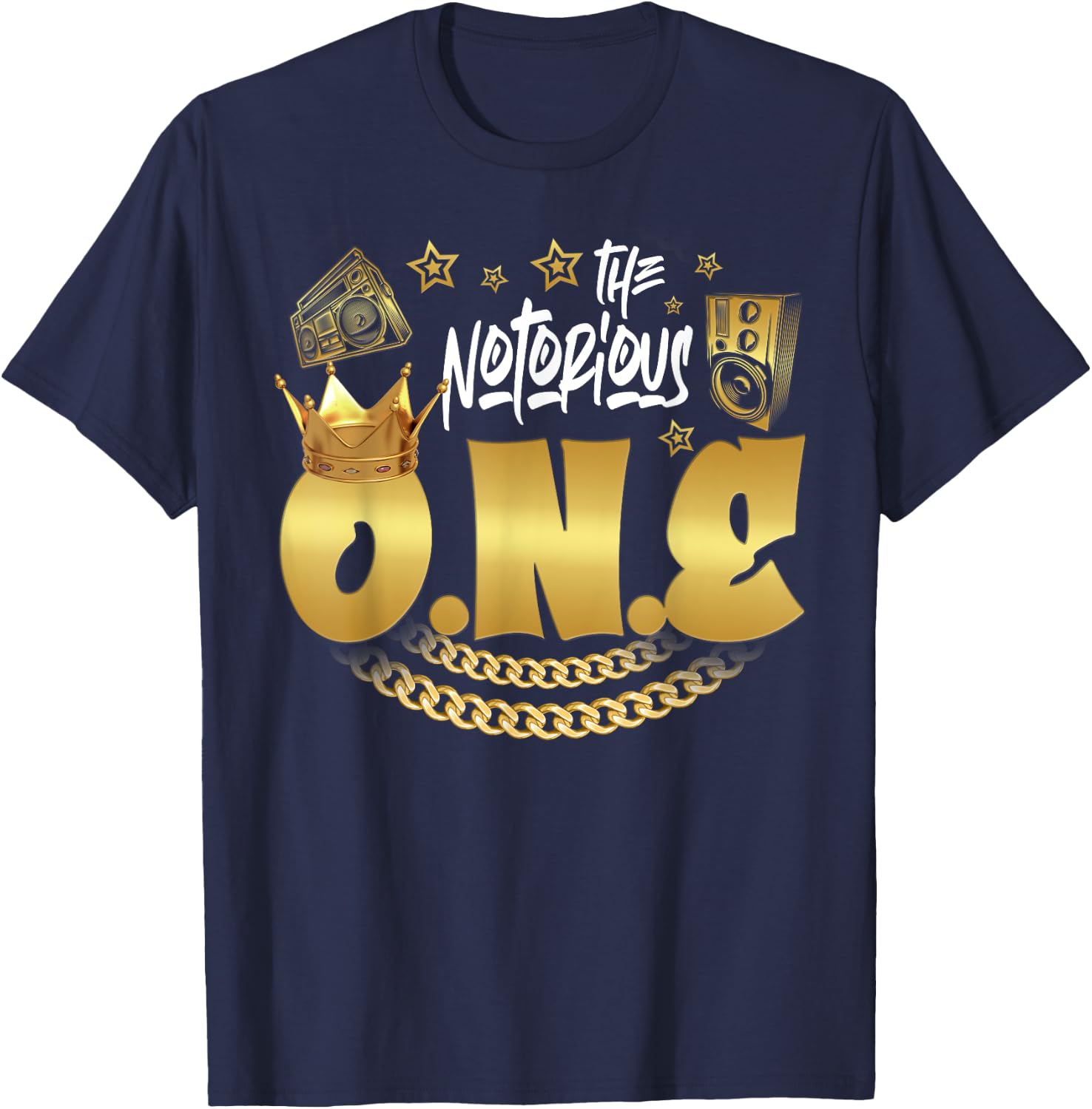 The Notorious One Old School Hip Hop Funny 1st Birthday T-Shirt - T-Shirt | Navy