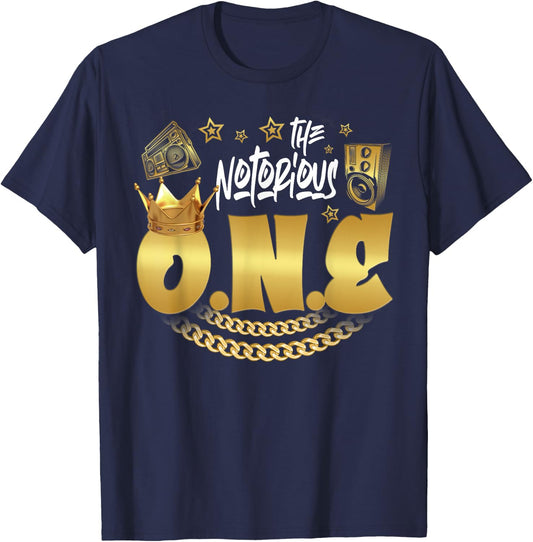 The Notorious One Old School Hip Hop Funny 1st Birthday T-Shirt - T-Shirt | Navy