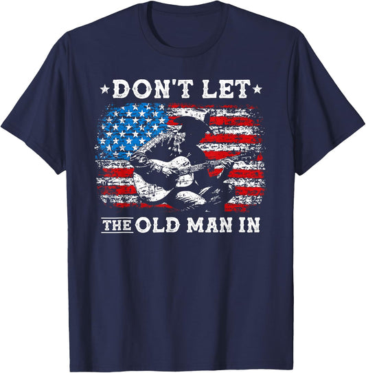 Dont Let The Old Man in Cowboy American Vintage Patriotic T-Shirt - T-Shirt | Navy
