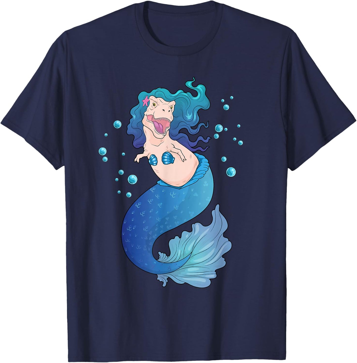 Mermaid Dinosaur Shirt Mermsaurus T-Rex Funny Sea Rex T-Shirt - T-Shirt | Navy