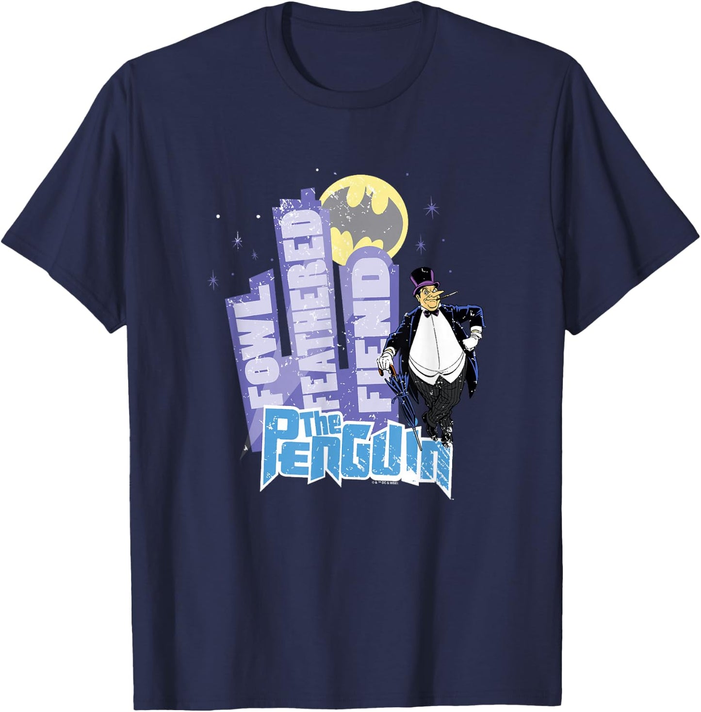 Batman Vintage Penguin Fowl Feathered Fiend Comic Icon T-Shirt - T-Shirt | Navy