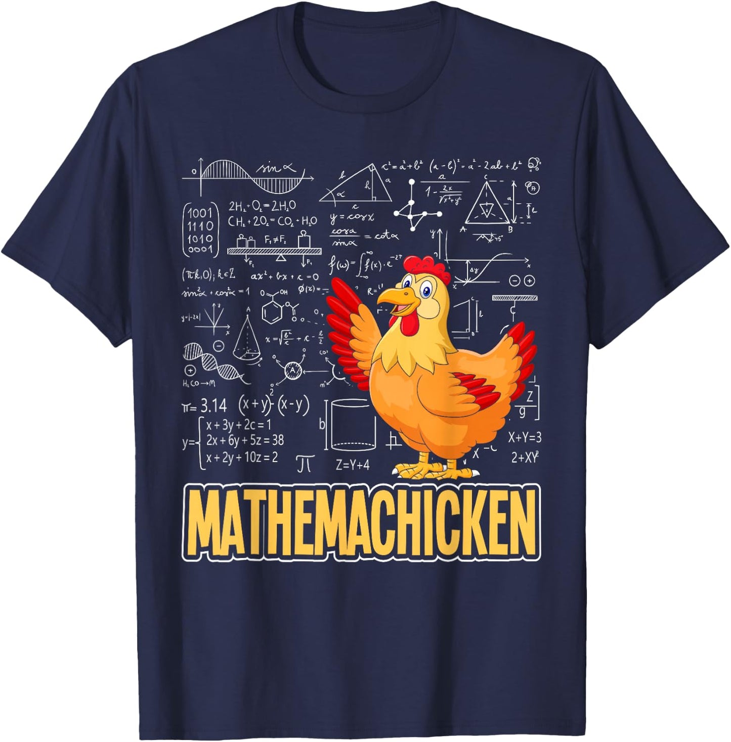Mathemachicken - Chicken Math Lover Animal Poultry Owner T-Shirt - T-Shirt | Navy