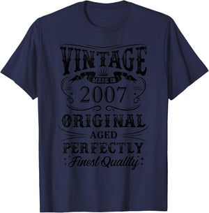 Vintage 2007 Legendary Since 2007 , grey, S T-Shirt - T-Shirt | Navy