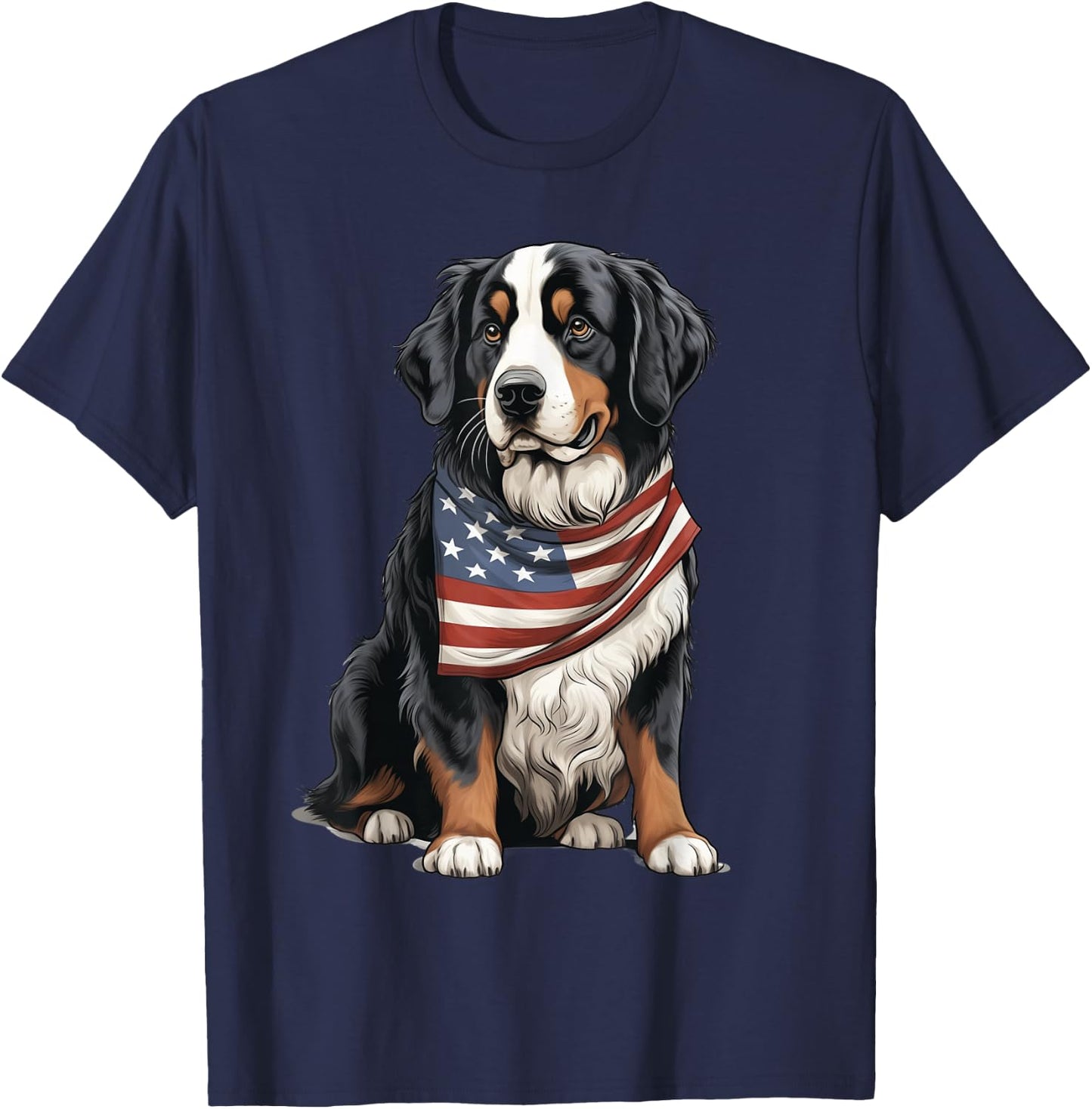 Berner US Flag Bernese Mountain Dog Owner Mom Dad Men Women T-Shirt - T-Shirt | Navy