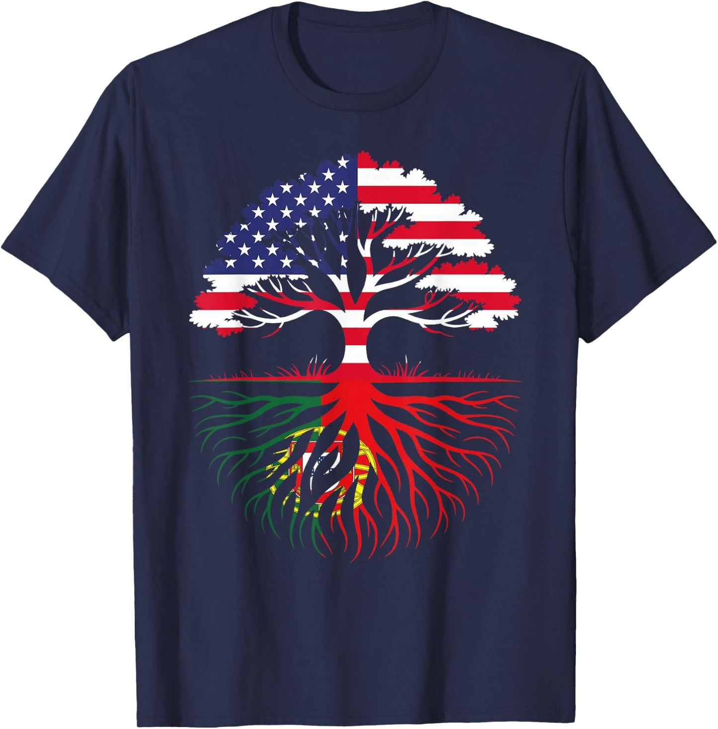 American Grown Portuguese Roots Flag Heritage T-Shirt - T-Shirt | Navy