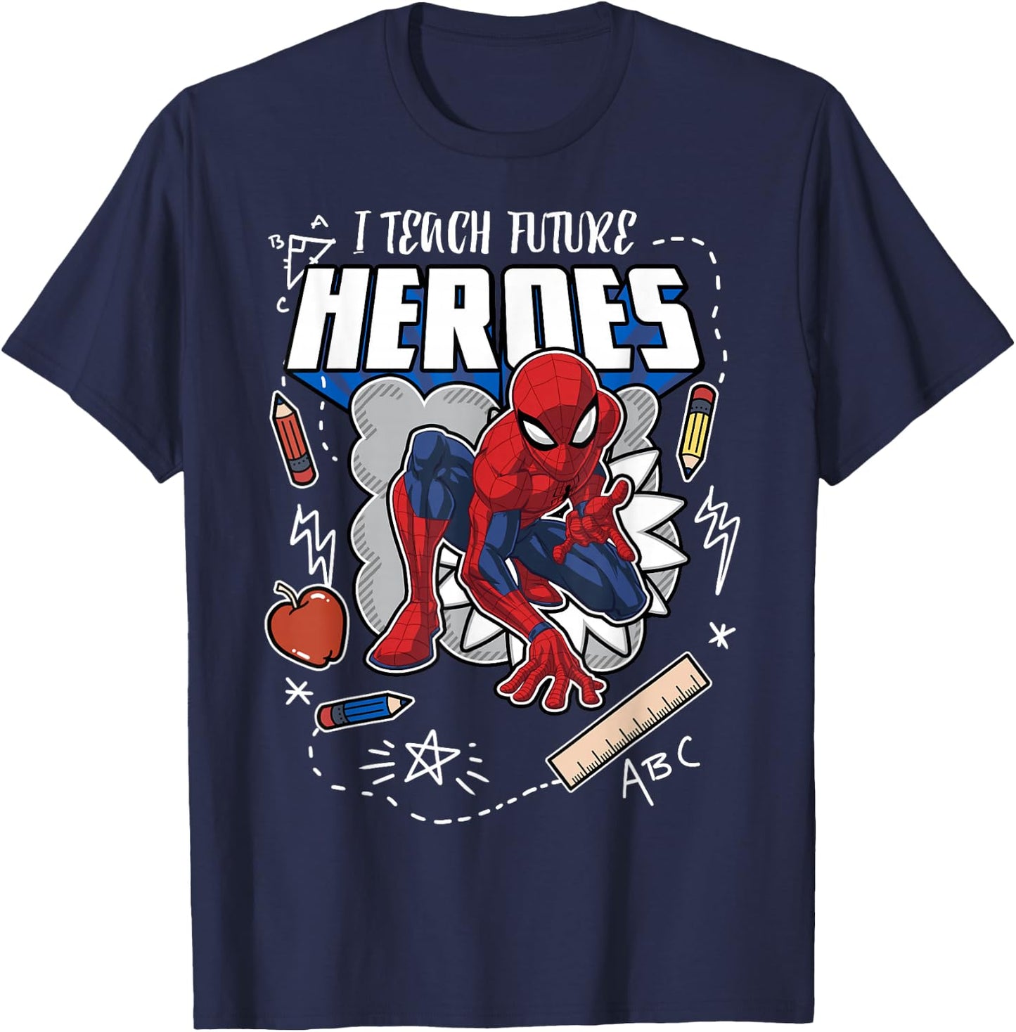 Marvel Spider-Man Classic I Teach Heroes Graphic T-Shirt - T-Shirt | Navy
