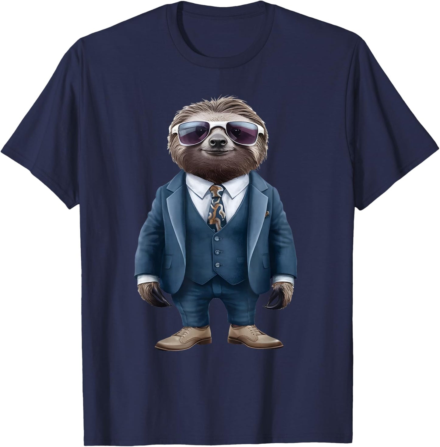 Sloth Men Woman Sloth In Suit Sloth T-Shirt - T-Shirt | Navy