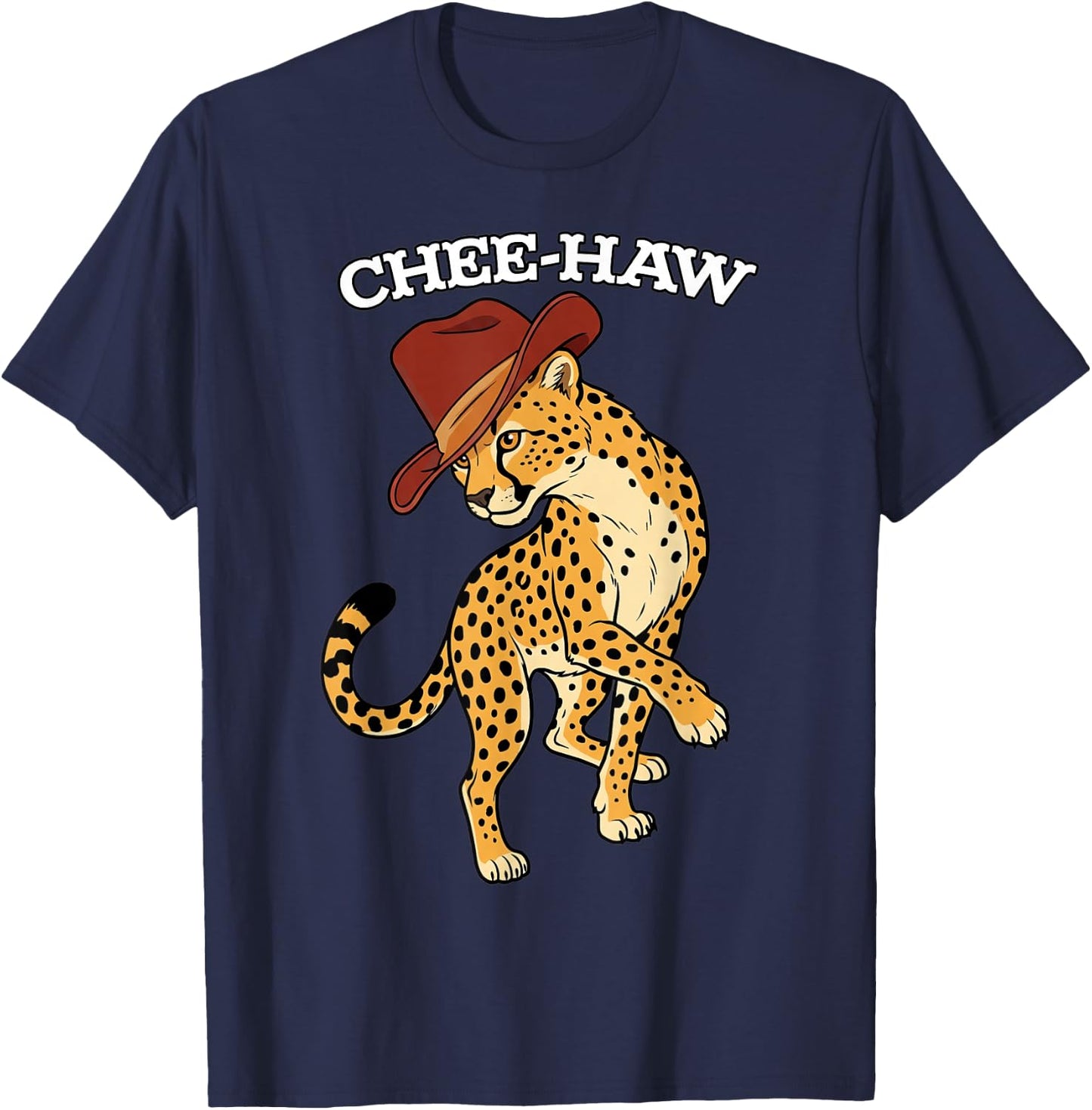 Chee-Haw Cheetah Cowboy Hat Country Lover T-Shirt - T-Shirt | Navy
