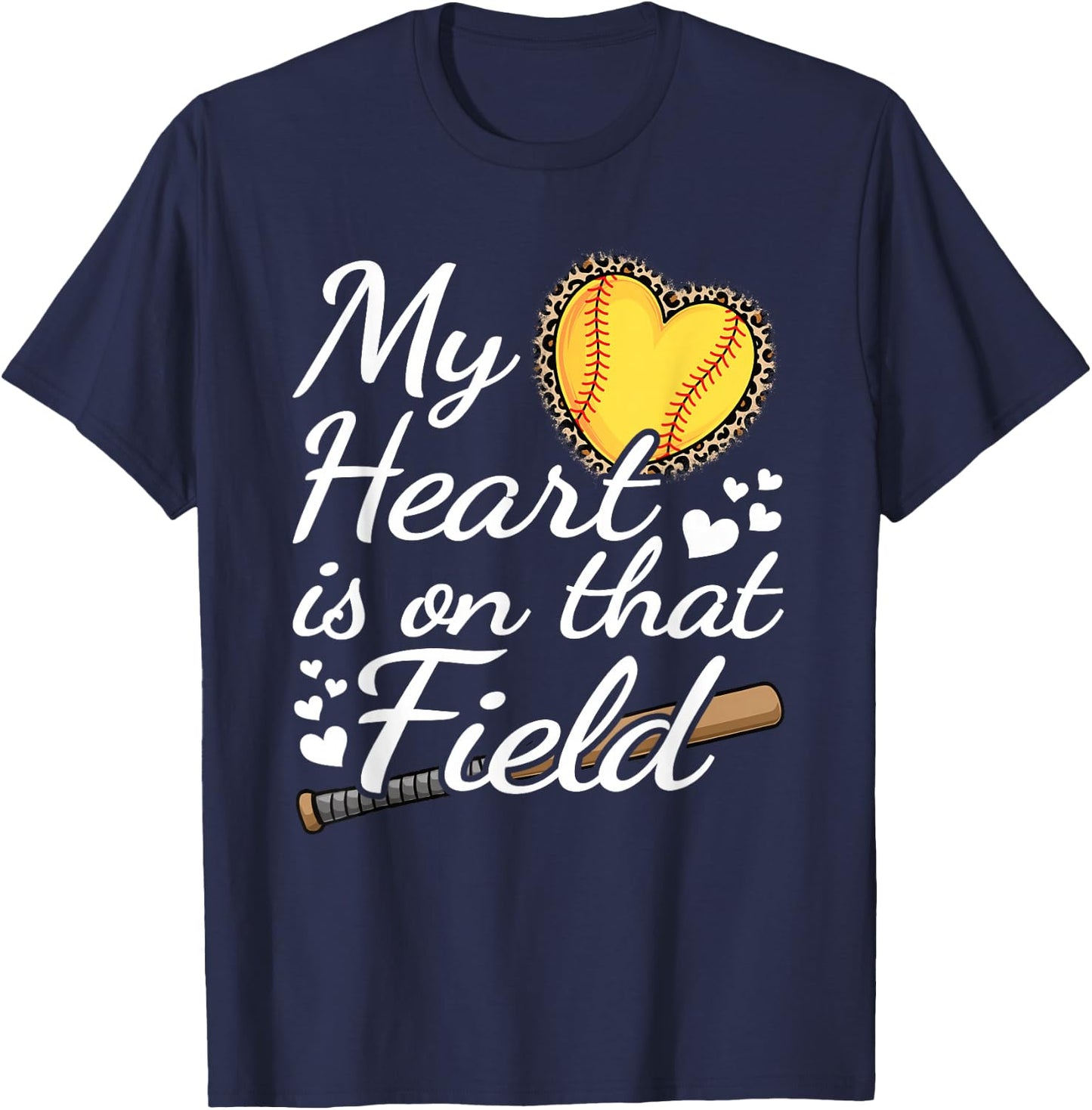 My Heart Is On That Field Cute Softball Mom Grandma Women T-Shirt - T-Shirt | Navy