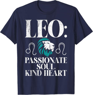 Leo passionate Sould kind Heart Leo Zodiac T-Shirt - T-Shirt | Navy