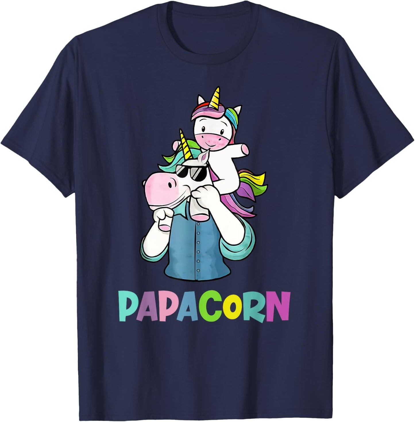 Papacorn Unicorn Father's Day Gift Daddy T-Shirt - T-Shirt | Navy