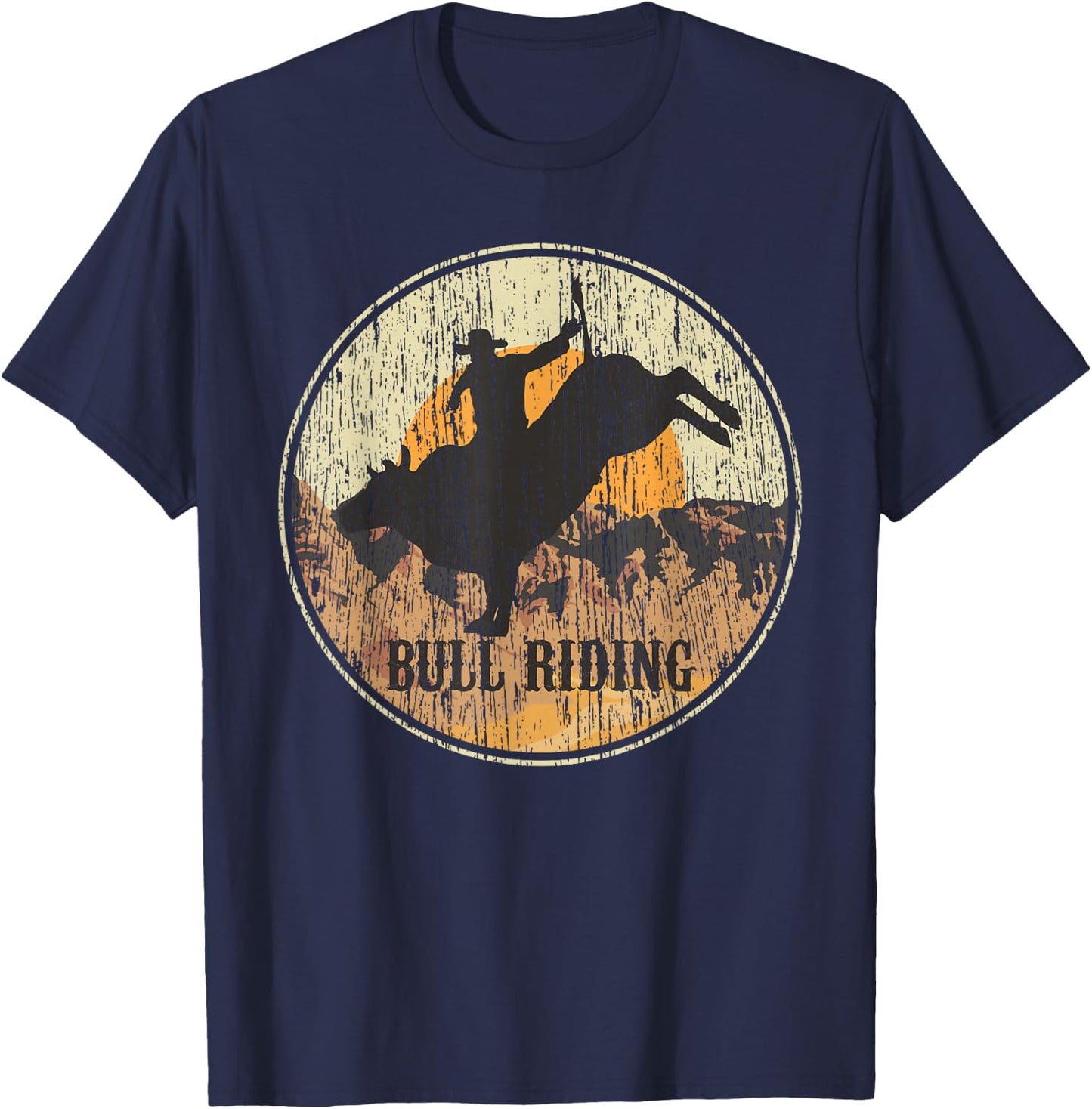 BullRiding Rodeo Western Country Gift Cowboy Vintage T-Shirt - T-Shirt | Navy