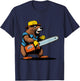 Lumber Jack Beaver with Chainsaw - Retro Comic Art Funny T-Shirt - T-Shirt | Navy