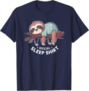 Official Sleep Shirt Sloth Pajamas Nightgown T-Shirt - T-Shirt | Navy