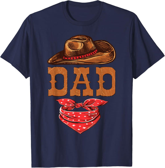 Dad Western Birthday Cowboy Cowgirl Family Matching T-Shirt - T-Shirt | Navy