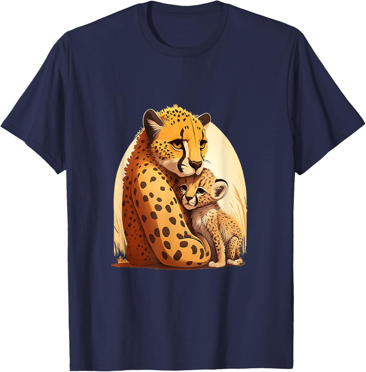Zookeeping Mother Animal Lover Mom And Baby Cheetah T-Shirt - T-Shirt | Navy