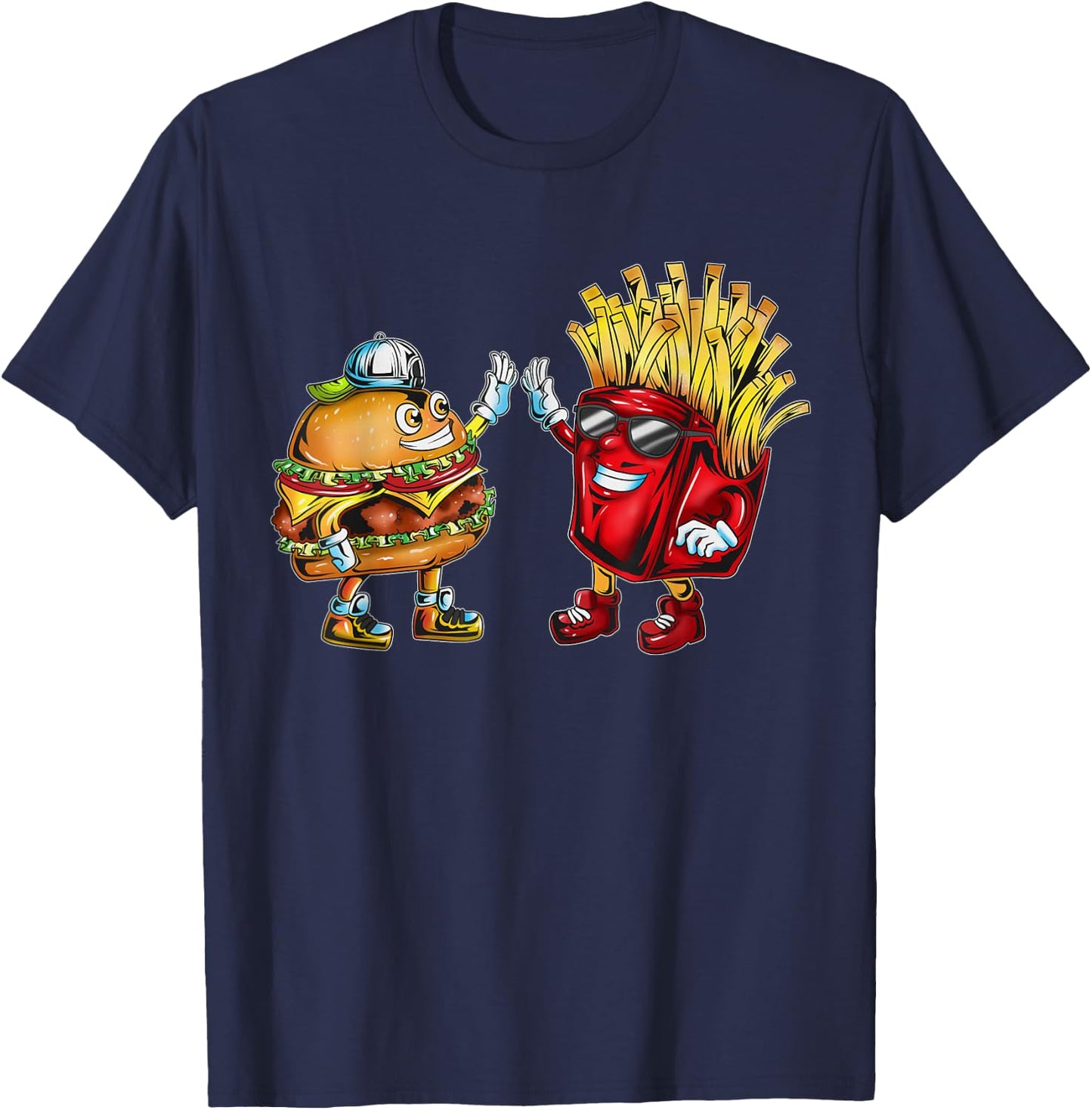 Freunde Pommes Fastfood Hamburger Kids Erwachsene Burger T-Shirt - T-Shirt | Navy