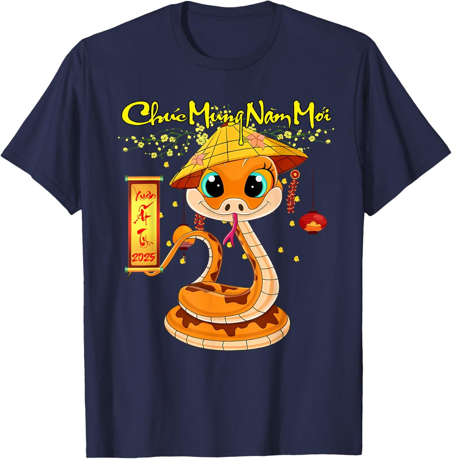 Tet 2025 Chuc Mung Nam Moi Happy Lunar New Year Vietnamese T-Shirt - T-Shirt | Navy
