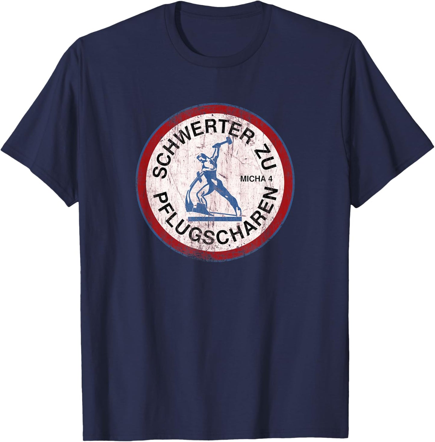 Swords to Plowshares Peace Disarmament Micha 4 , black T-Shirt - T-Shirt | Navy