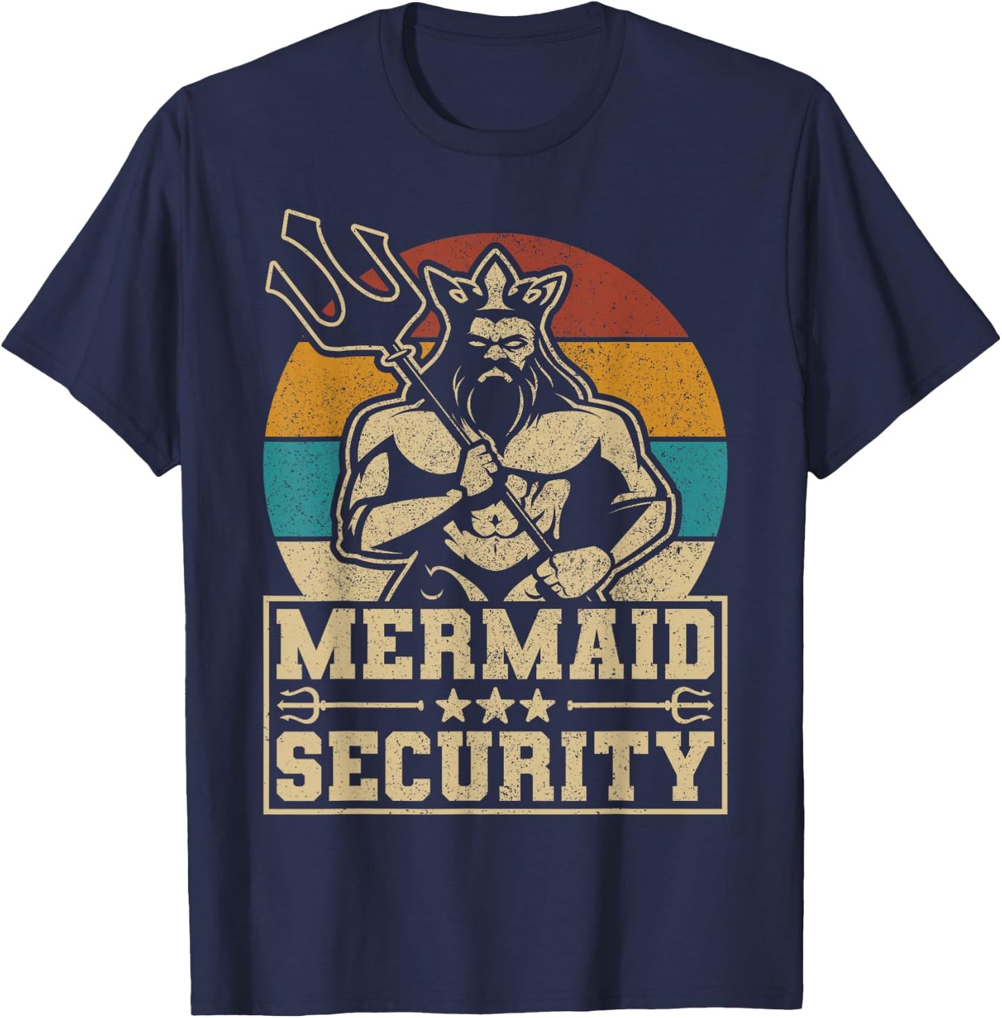 Mermaid Security Bday Costume Merman Birthday Party Outfit T-Shirt - T-Shirt | Navy
