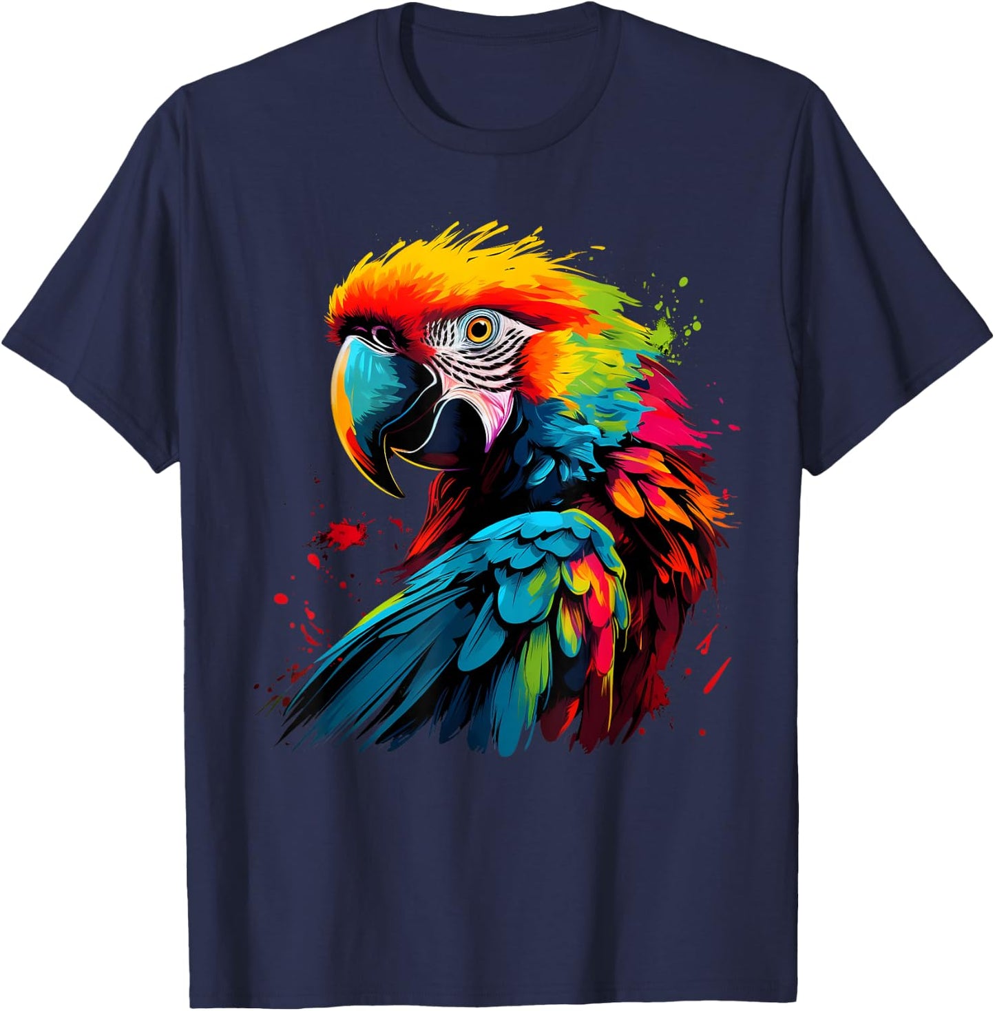 Artistic Colorful Pop Art painted Parrot T-Shirt - T-Shirt | Navy