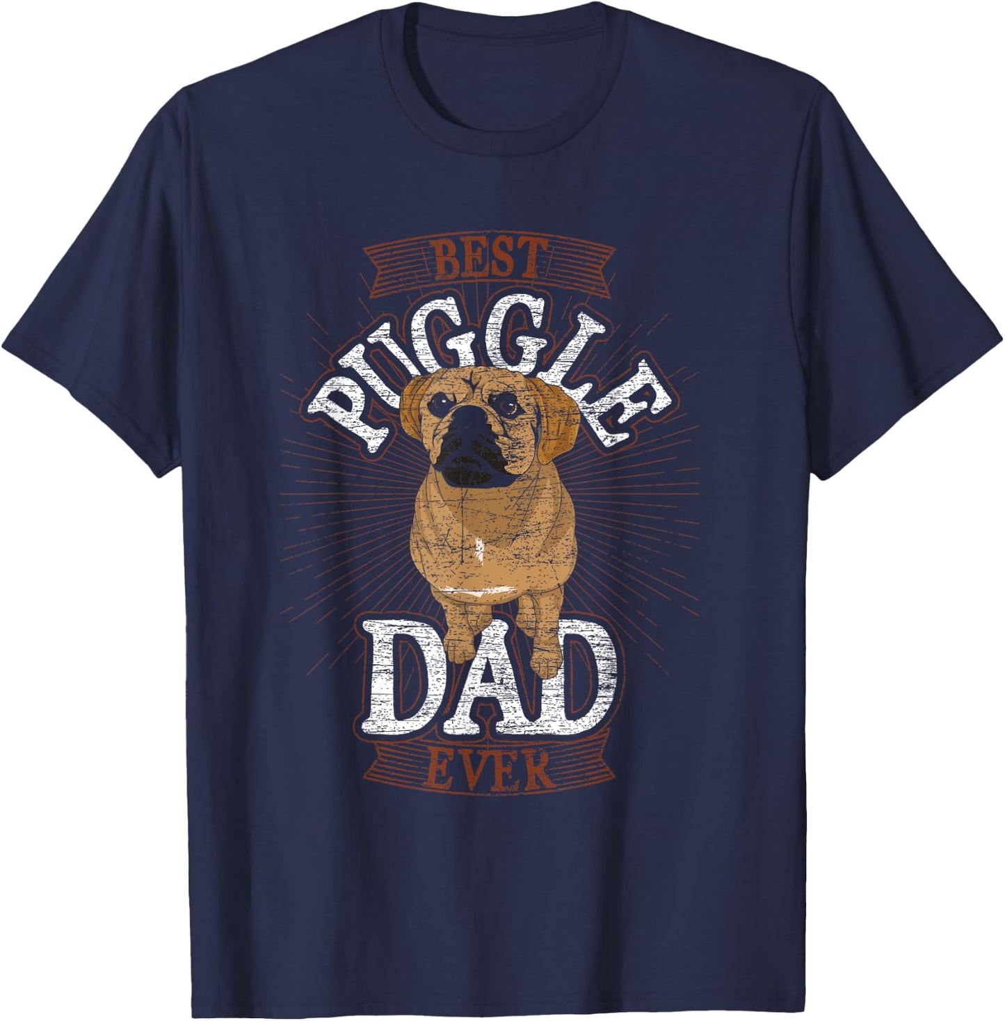 Animal Puggle Dad Dog Dad Fathers Day Dog Lover Pet Puggle Men Women Kids T-Shirt - T-Shirt | Navy