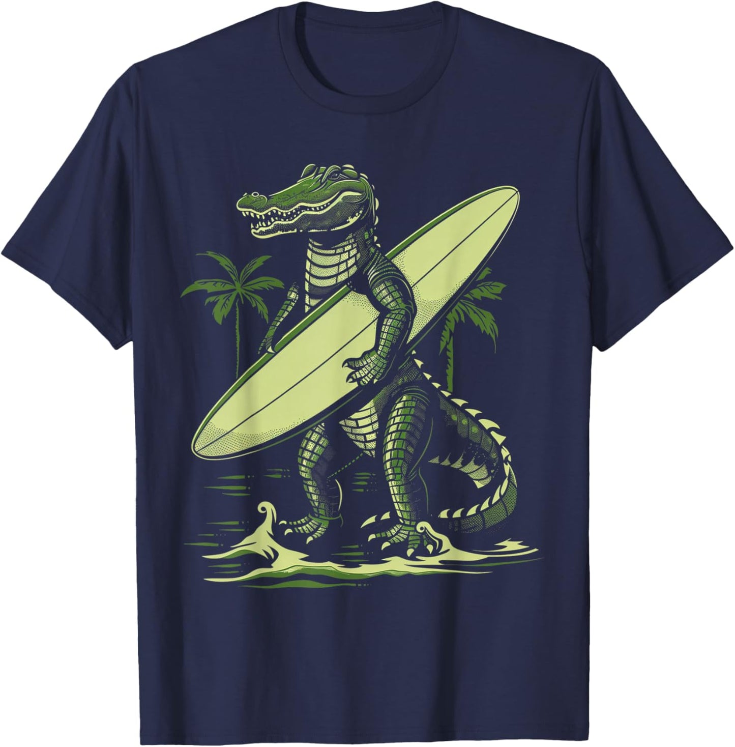 Alligator Gator Crocodile Surf Surfer Reptile Lover Funny T-Shirt - T-Shirt | Navy