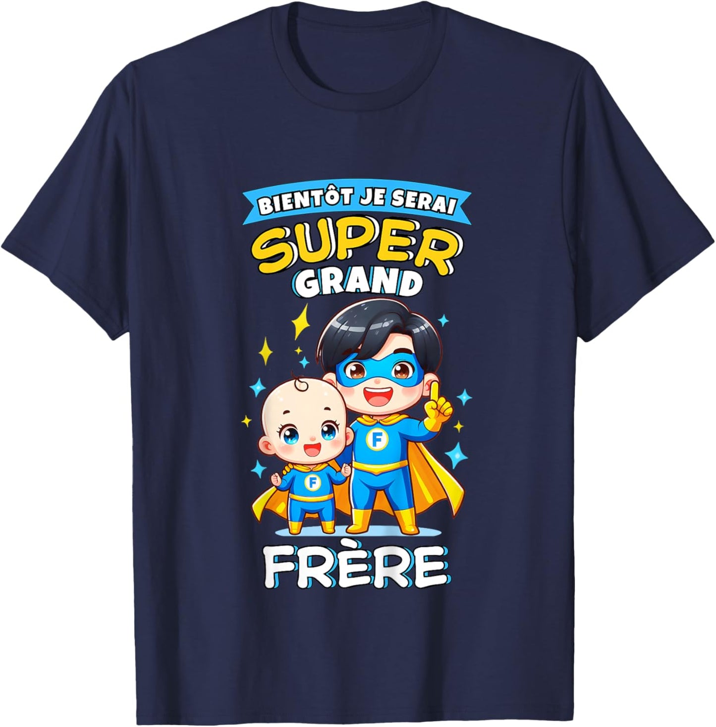Child Future Big Brother Announcement Pregnancy Big Brother Super Hero , Blue, 2 T-Shirt - T-Shirt | Navy