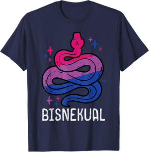 Bisexual Snake Bisnekual Funny Bi Pride Flag LGBTQ Men Women T-Shirt - T-Shirt | Navy